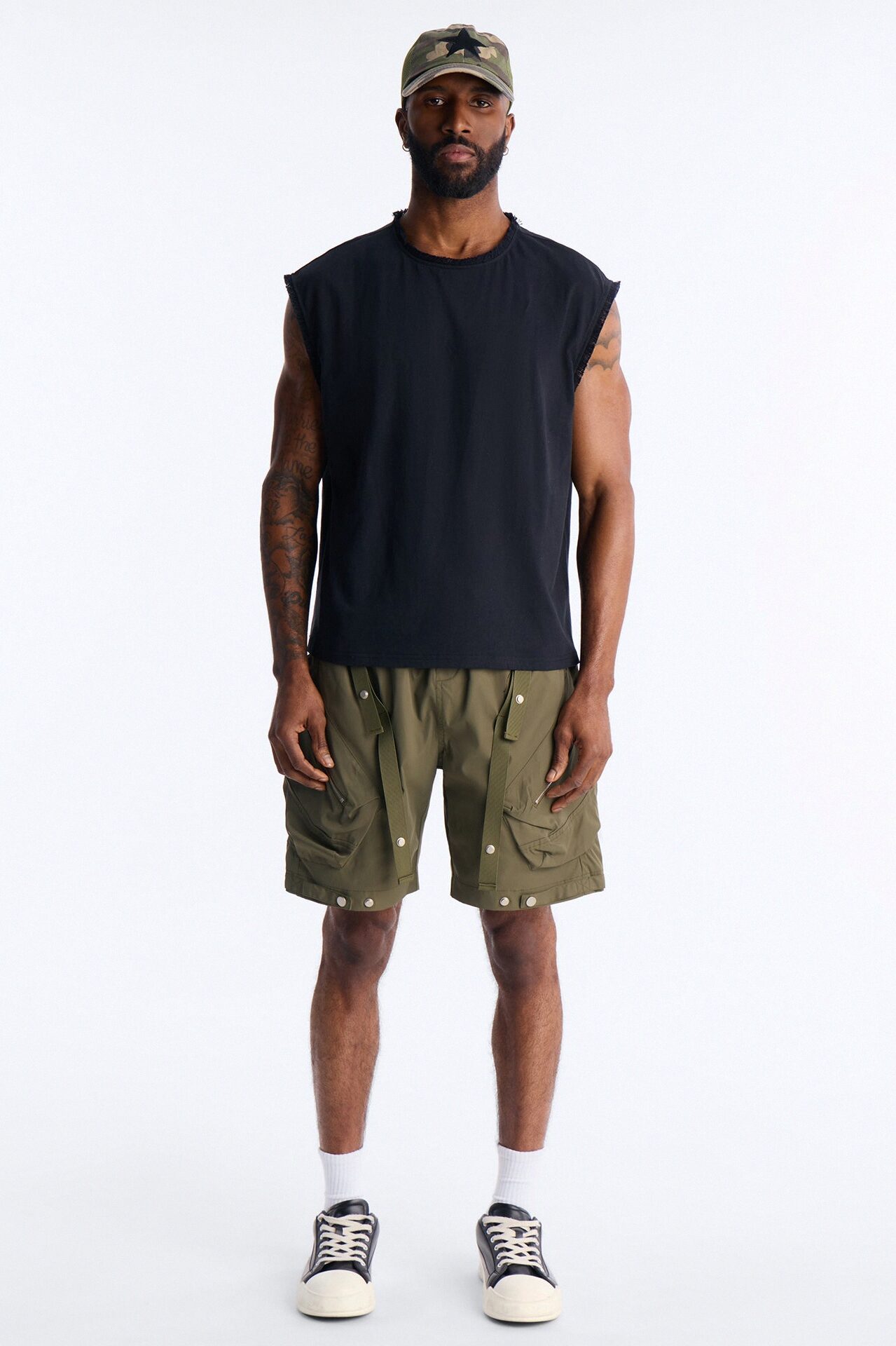 Relaxed Pearson Gates Multi Straps Utility Short - Olive