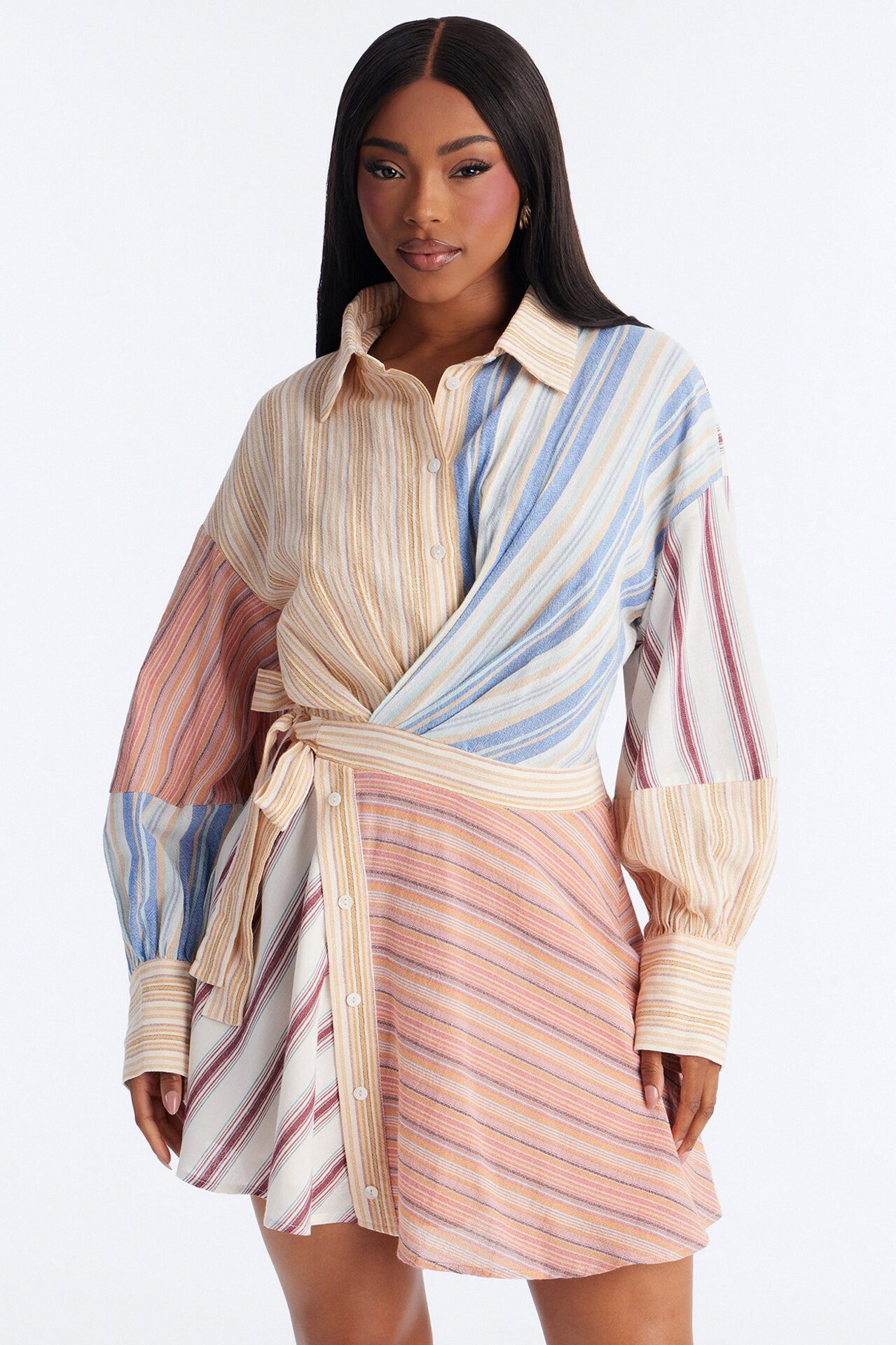 Shiloh Striped Linen Mini Dress - Multi Color