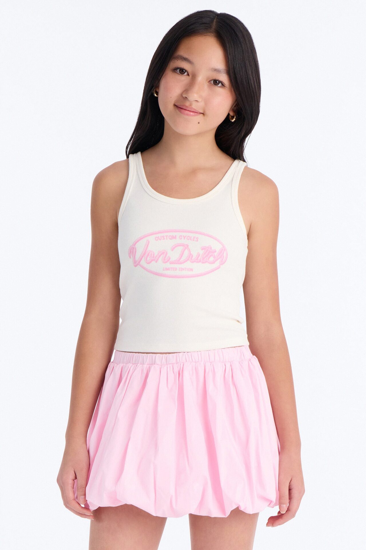 Mini Von Dutch Custom Cycles Ribbed Tank Top - Cream
