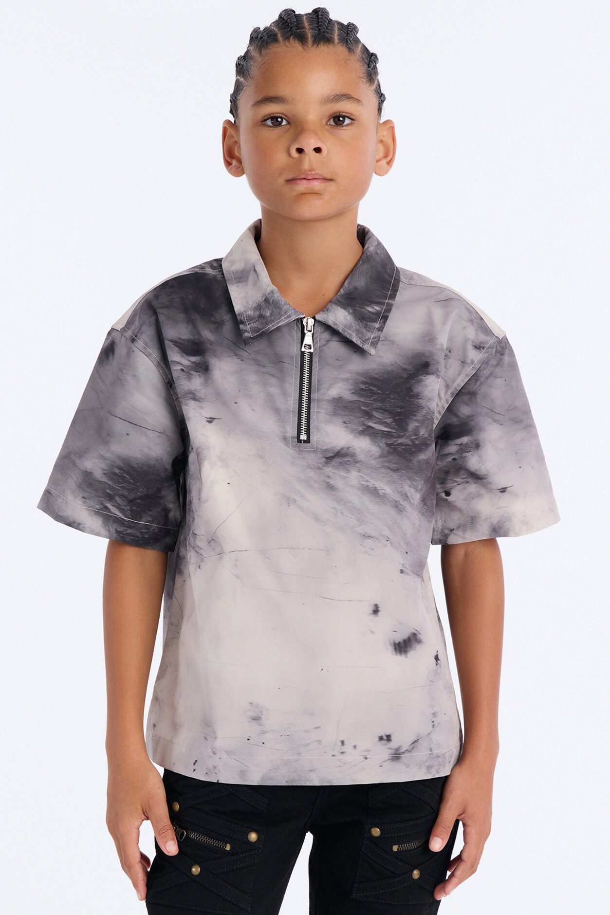 Mini Smokey Zip Polo - Grey