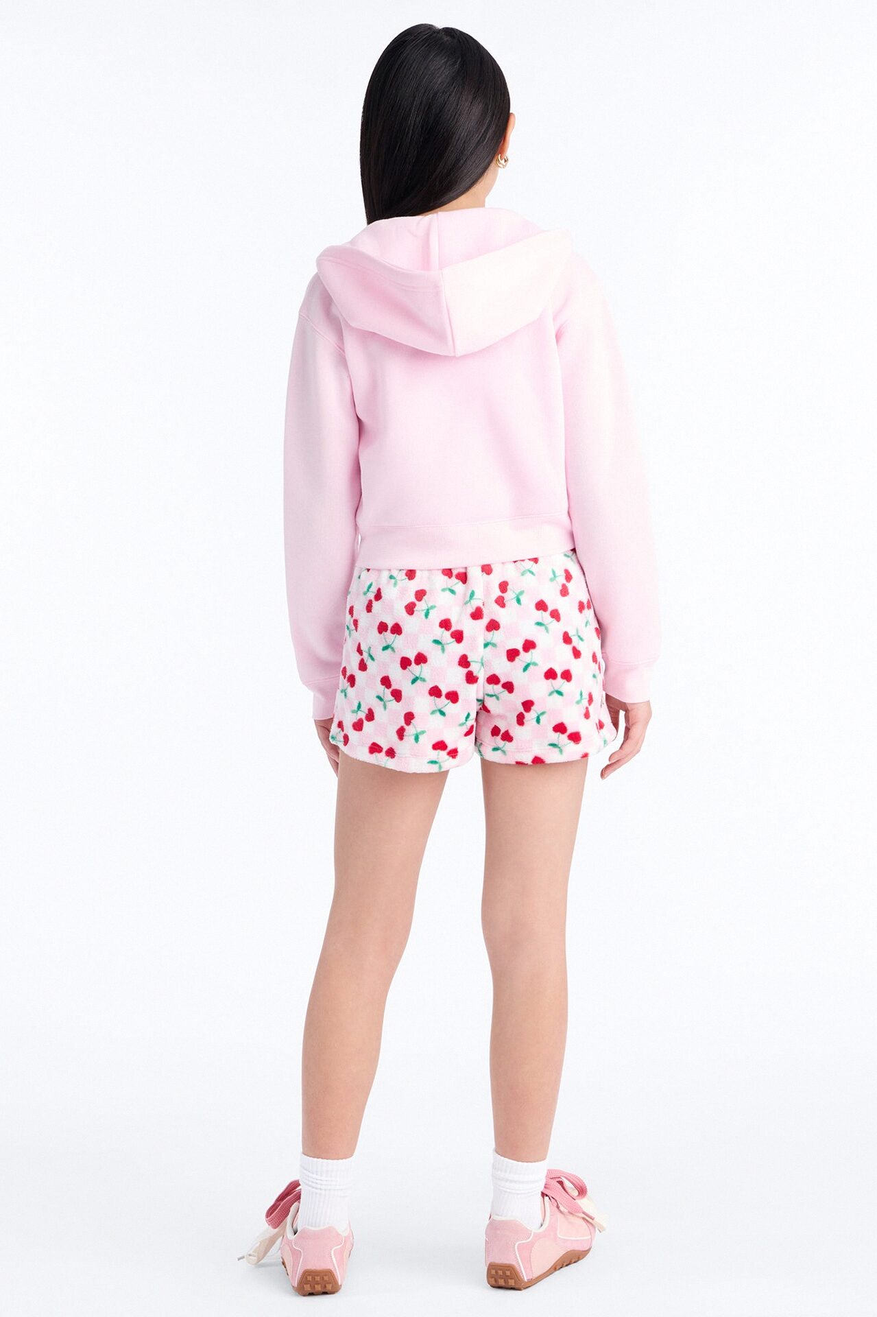 Mini Charming Cherries Short Set - Pink/combo