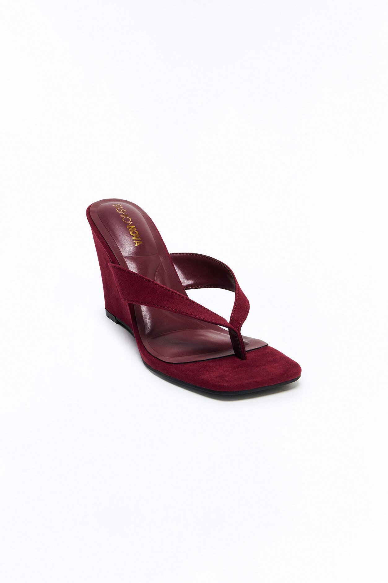 Sosa Suede Thong Wedges - Burgundy