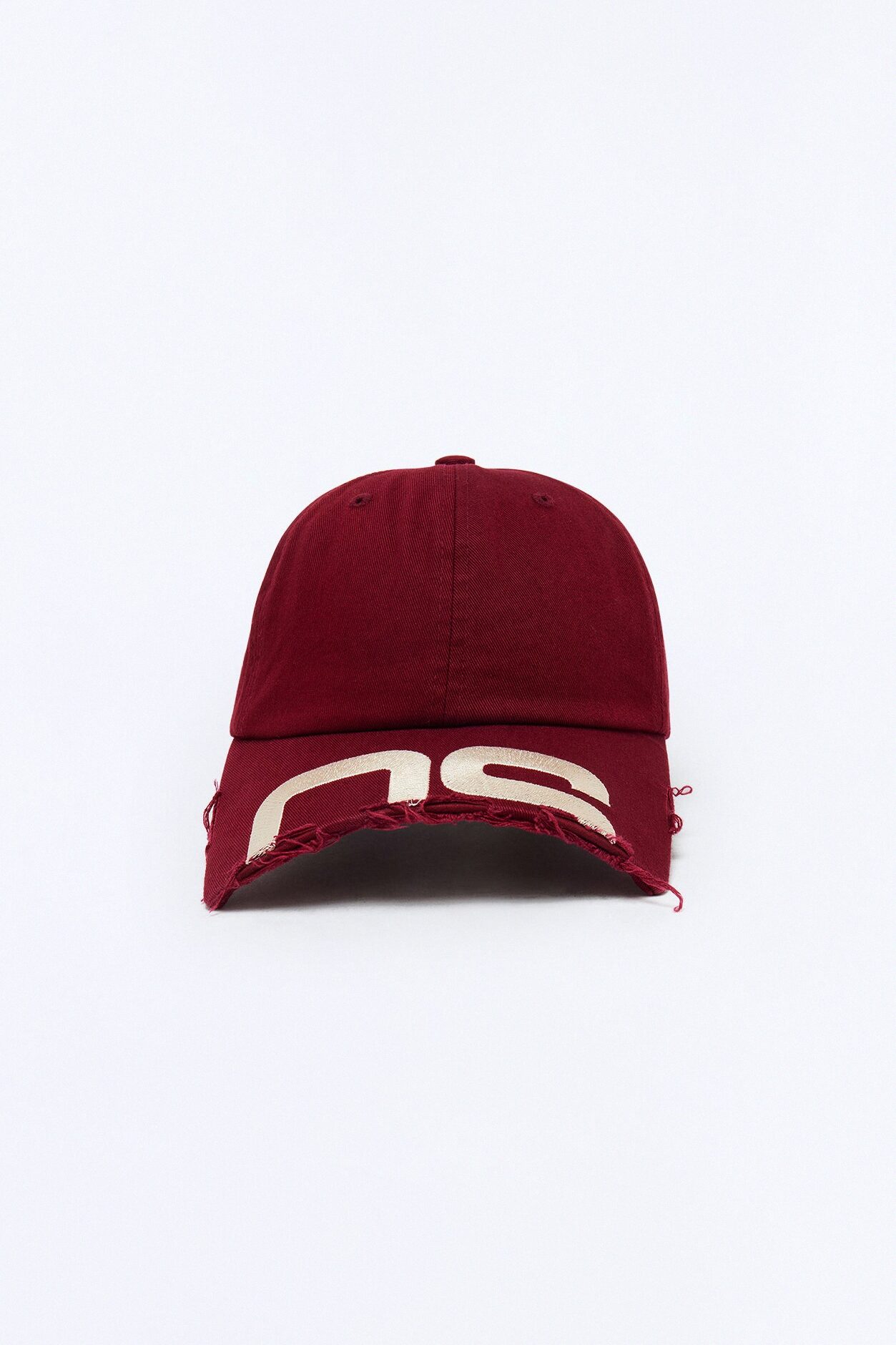 Graphic Shortened Brim Baseball Hat - Burgundy