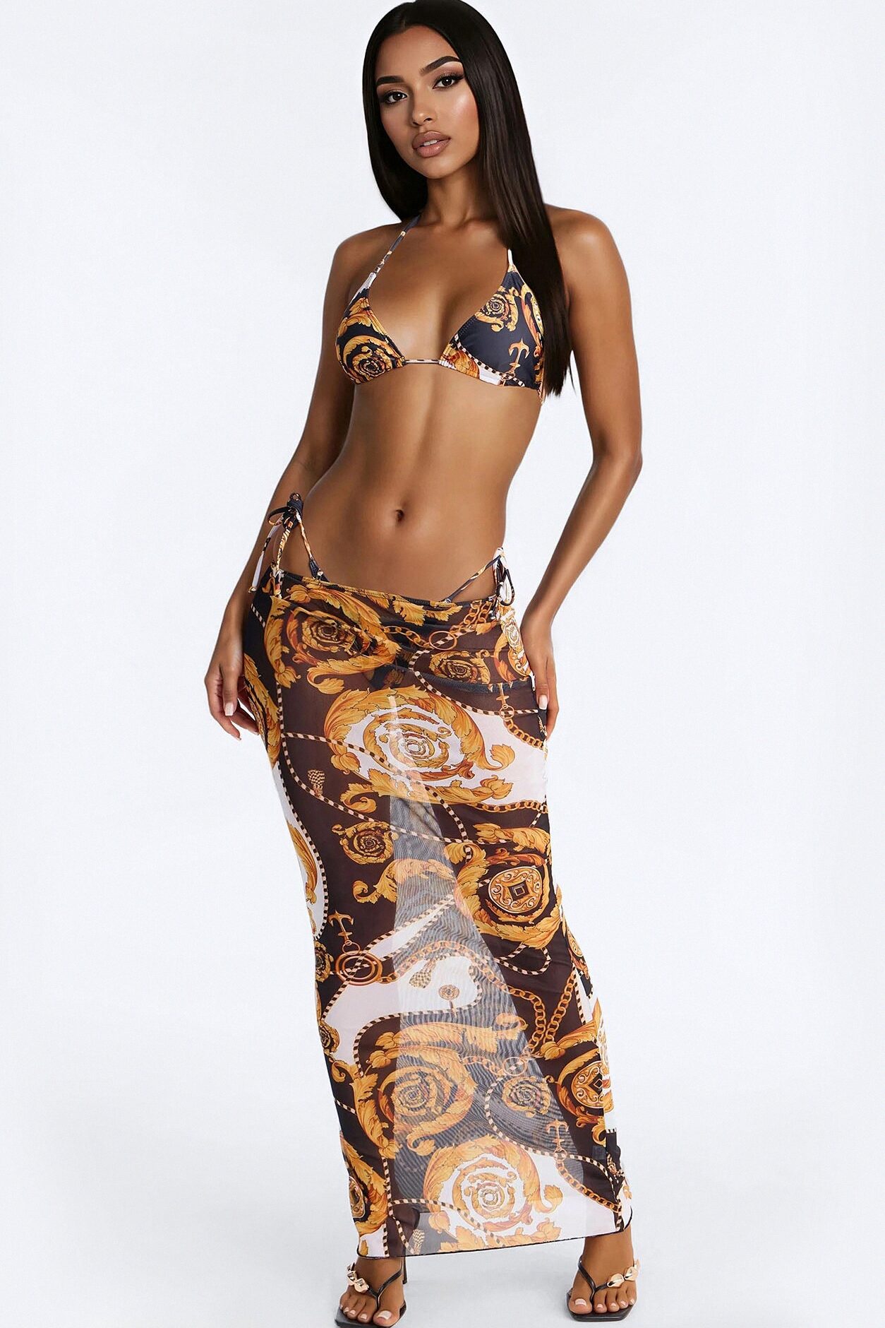 Malibu Moment Bikini And Sarong - Black/combo
