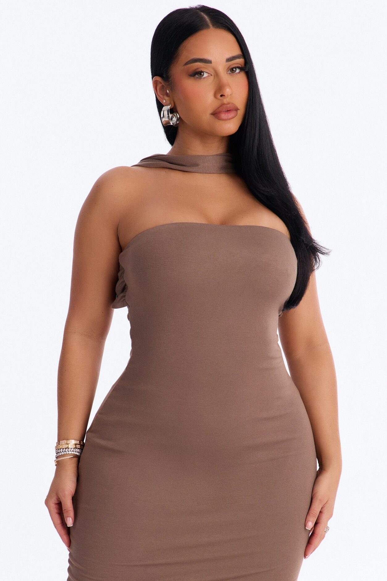 Dubai Nights Backless Maxi Dress - Mocha