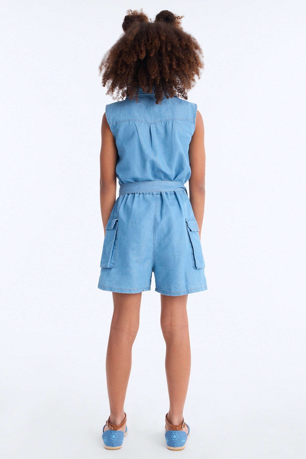Mini On That Vibe Sleeveless Denim Romper - Light Wash