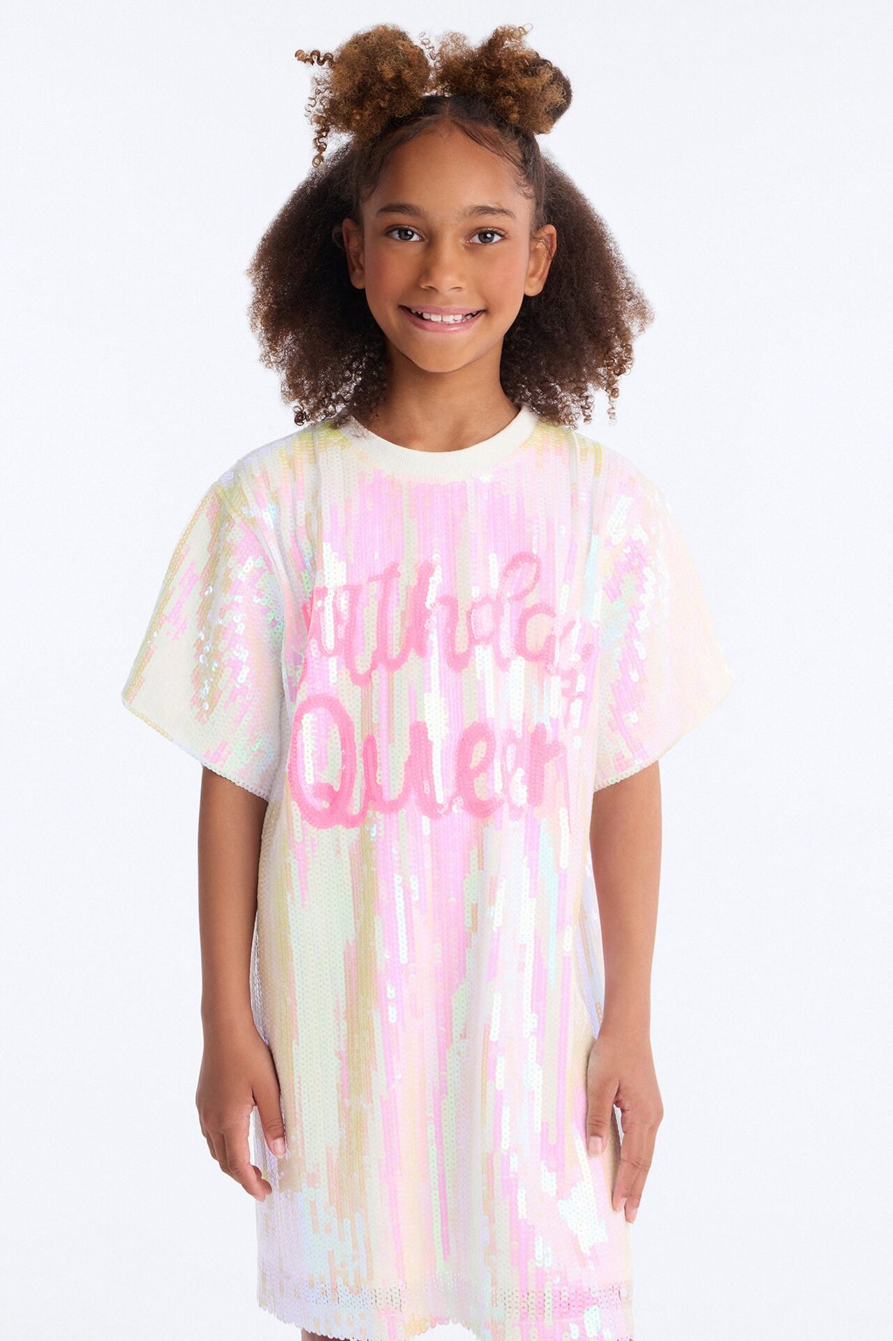 Mini Always The Birthday Queen Sequin Shirt Dress - White