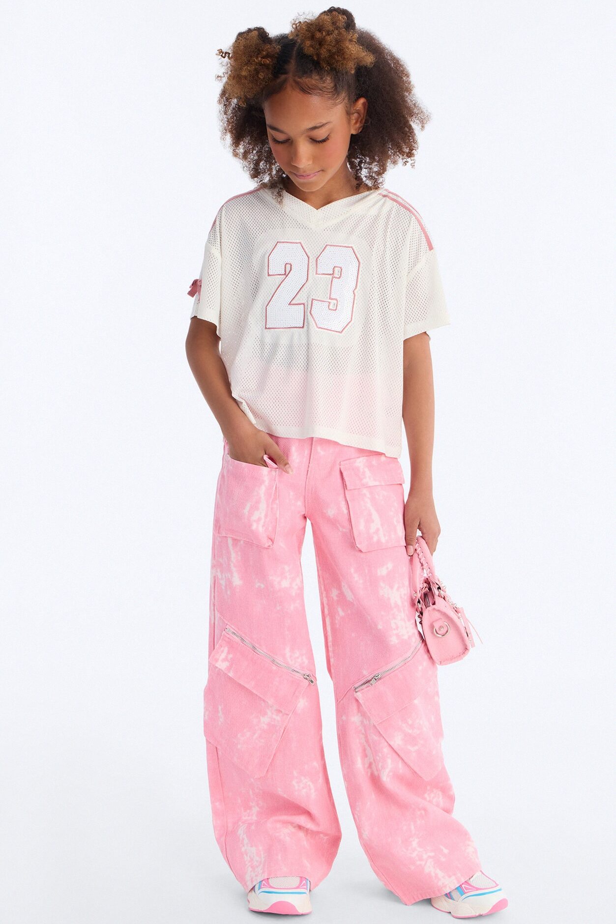 Mini Making Moves Tie Dye Wide Leg Cargo Jeans - Pink