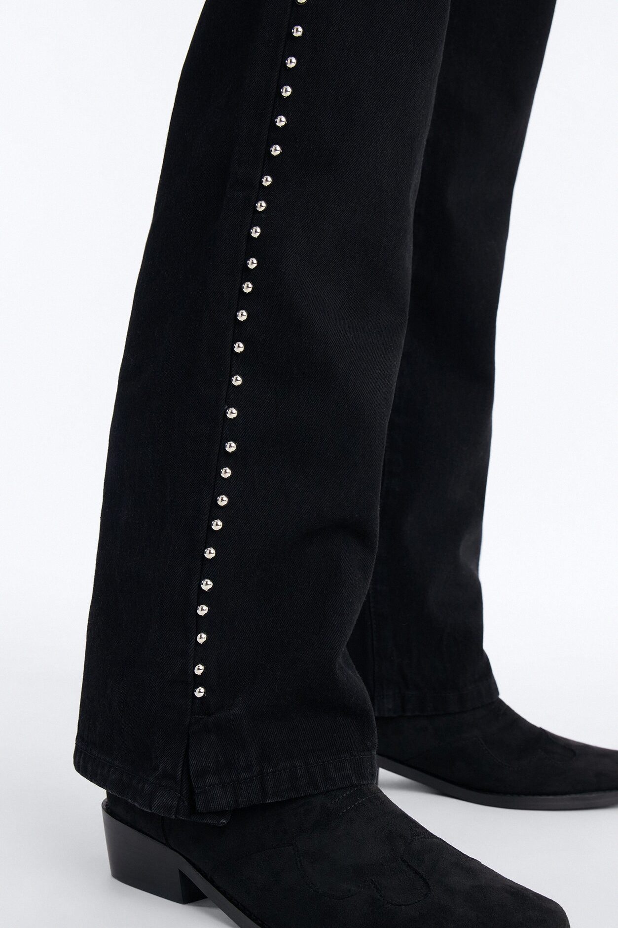 Stacked Slim Flare Iron Outlaw Slit Jean - Black
