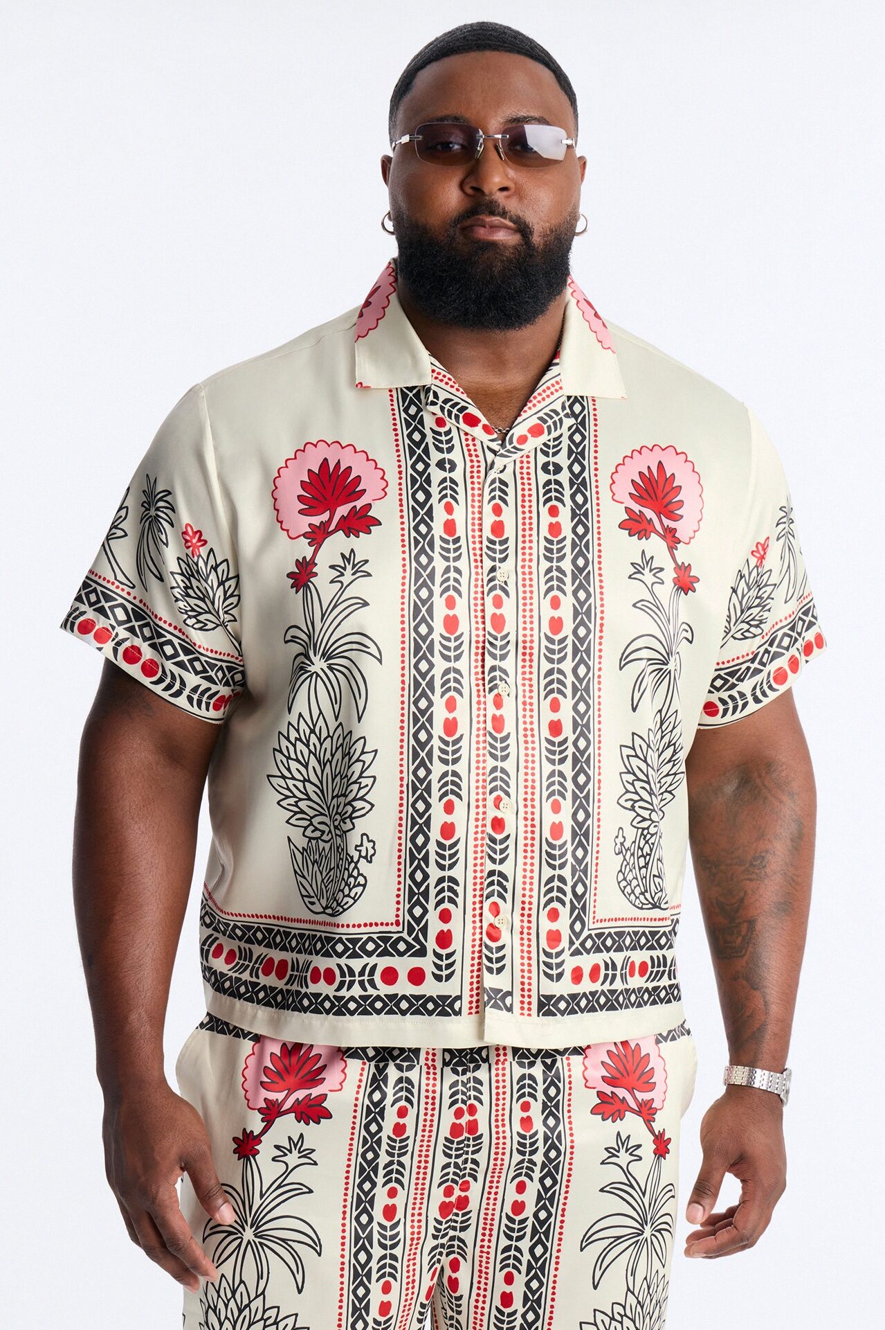 Patras Cuban Collar Button Up Shirt - White