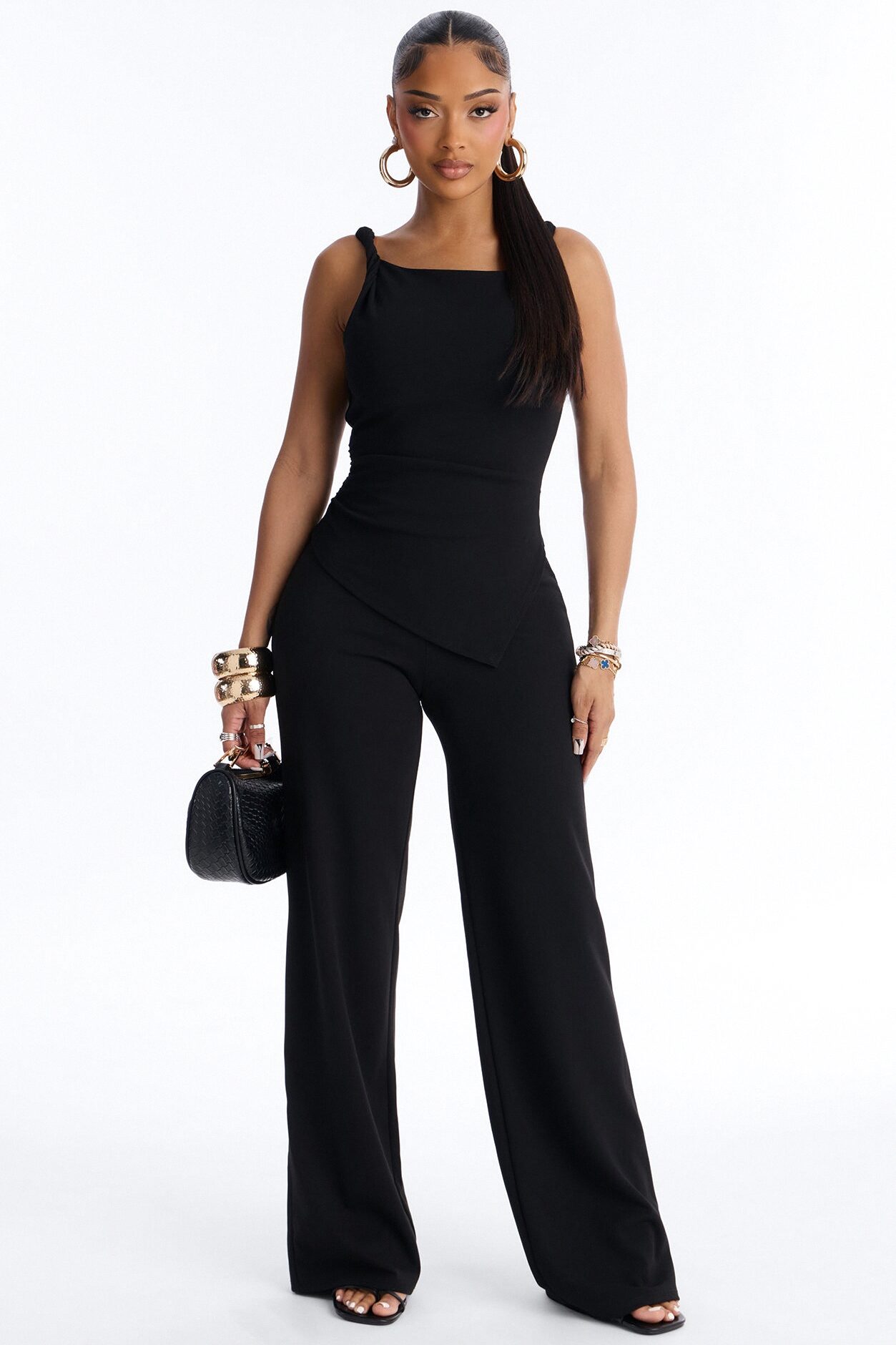 Strong Feelings Asymmetrical Pant Set - Black