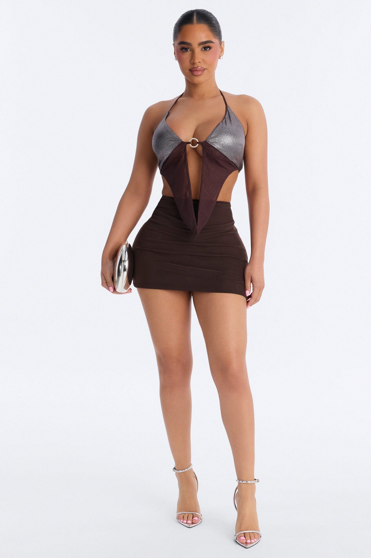Sahara Days Hardware Halter Top - Brown/combo