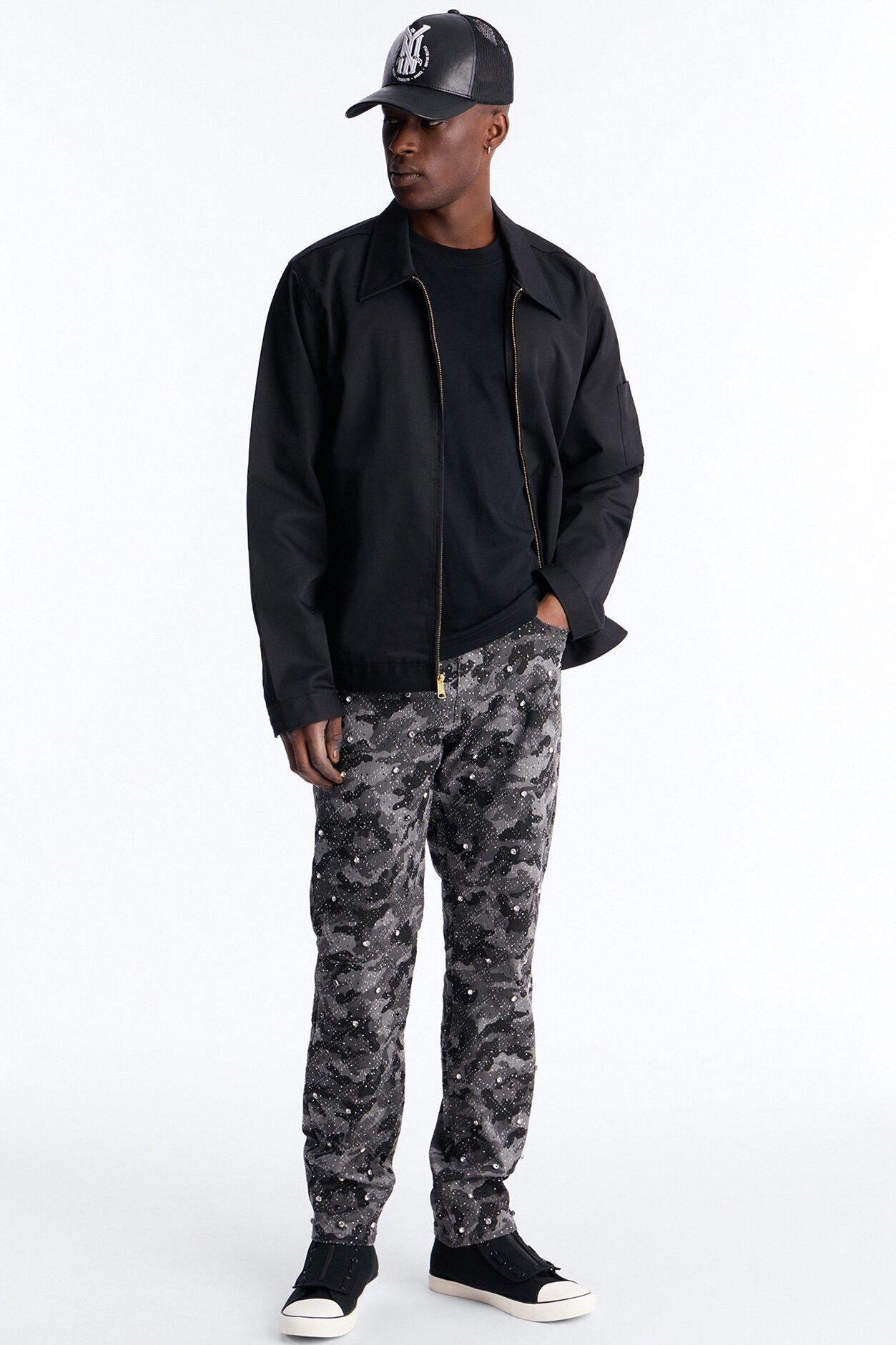 Slim Embellished Hex Pant - Black