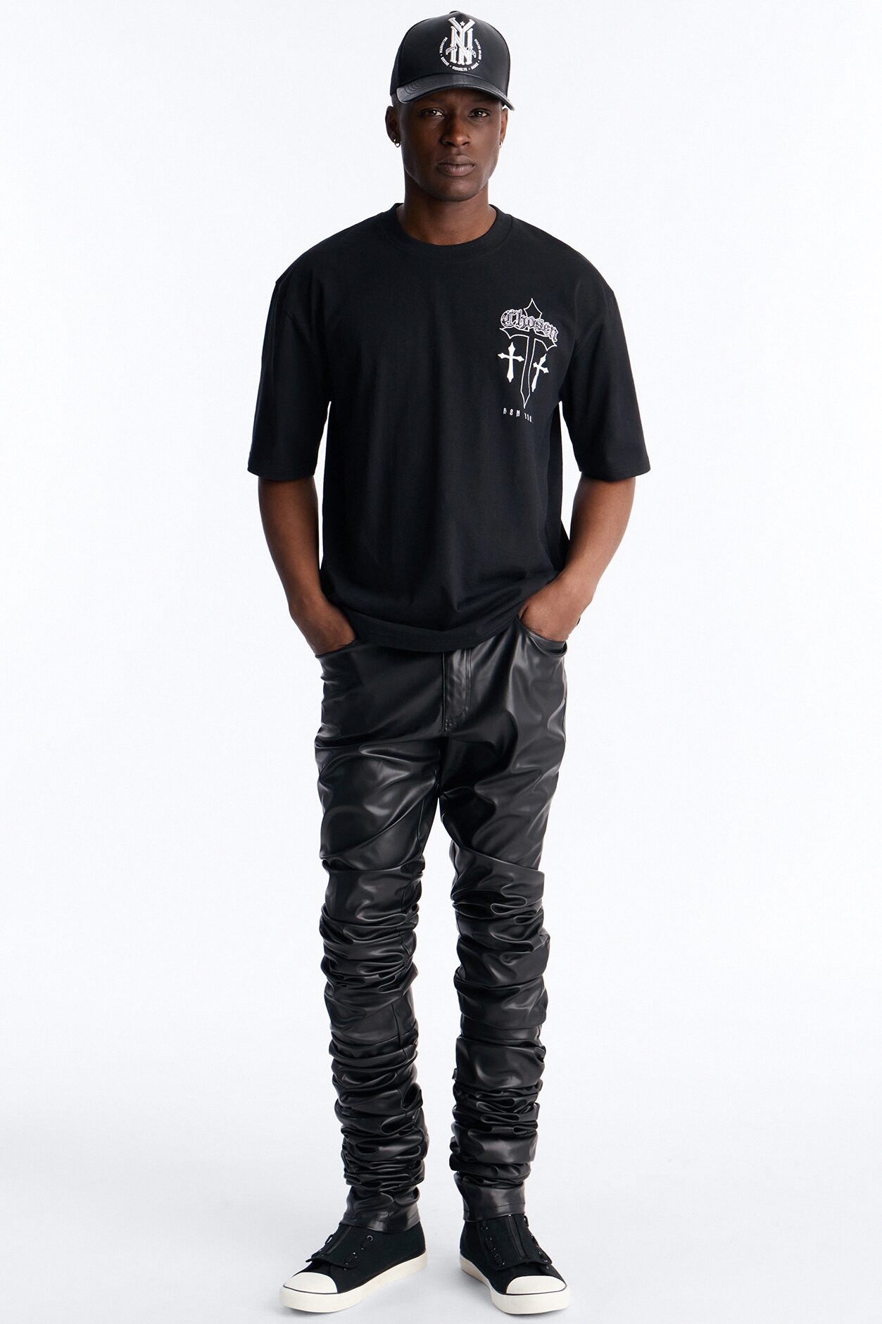 Skinny Ultra Stacked Faux Leather Pant - Black