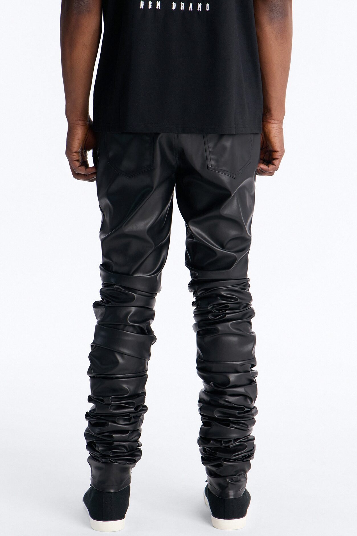 Skinny Ultra Stacked Faux Leather Pant - Black