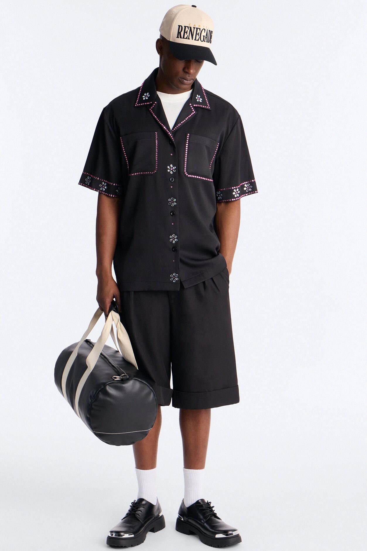 Midnight Bloom Cuban Collar Shirt - Black