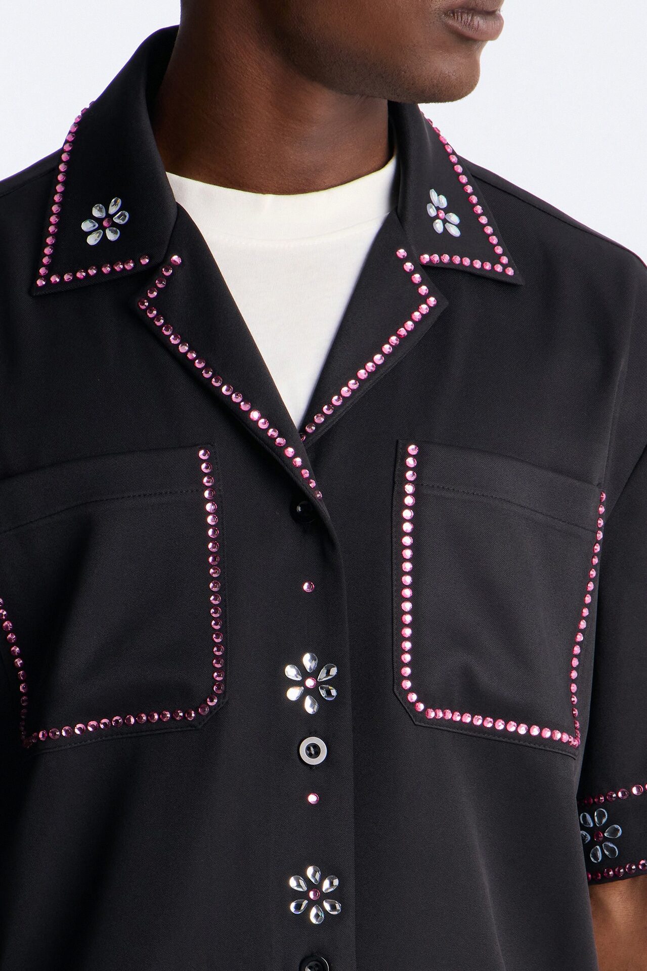 Midnight Bloom Cuban Collar Shirt - Black