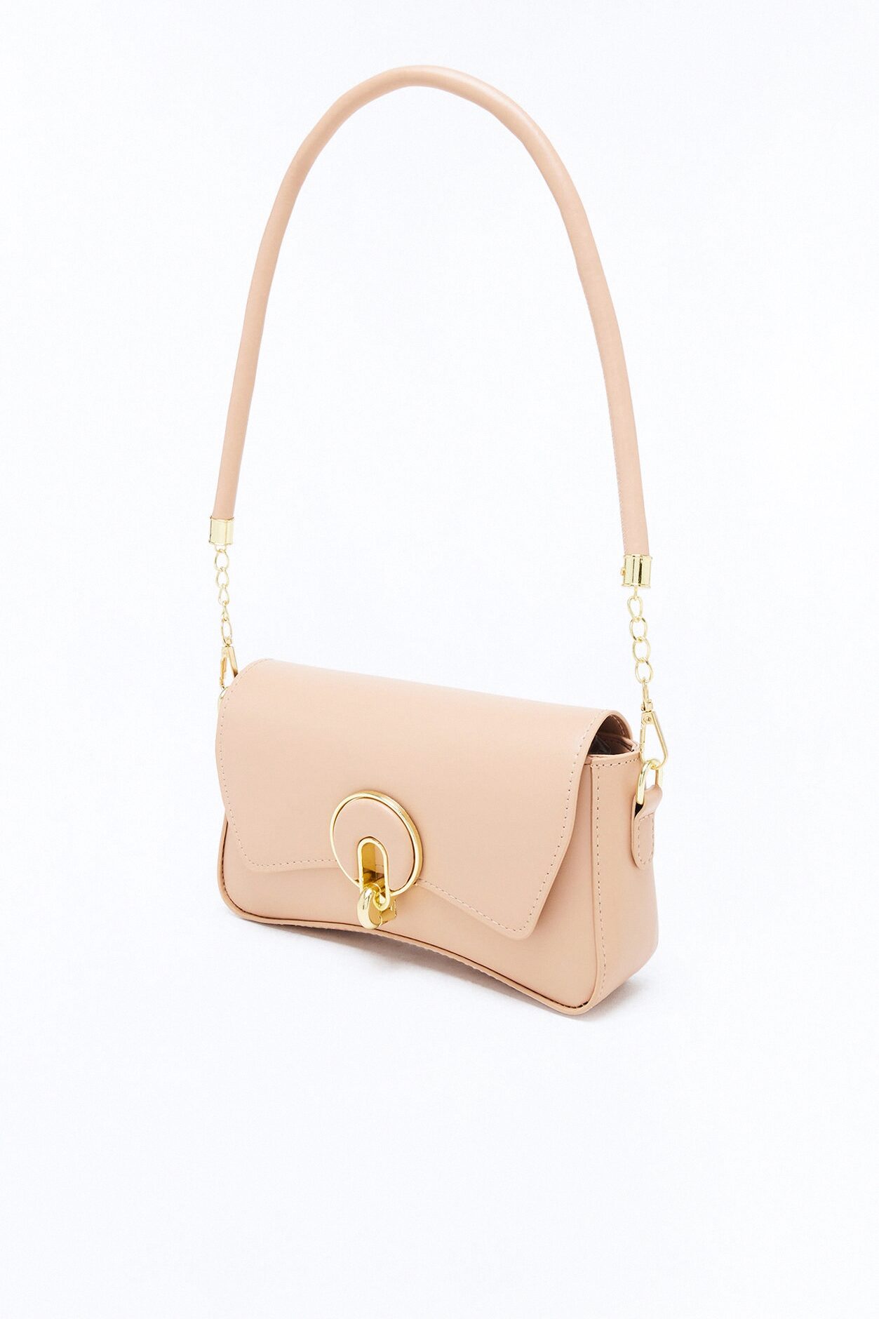 Sunday Stroll Faux Leather Shoulder Handbag - Nude