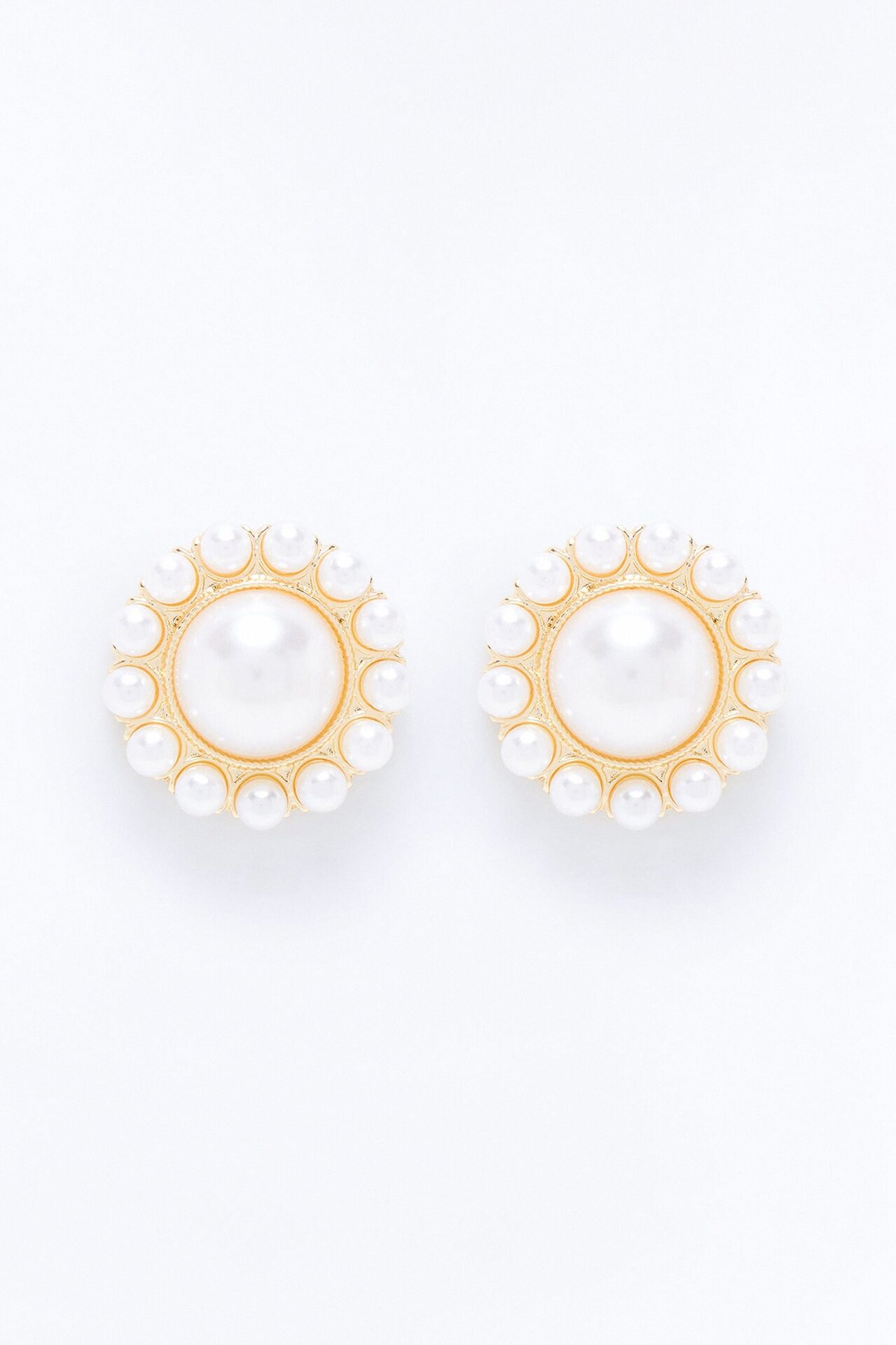 Pearly Moon Stud Earrings - Gold/combo