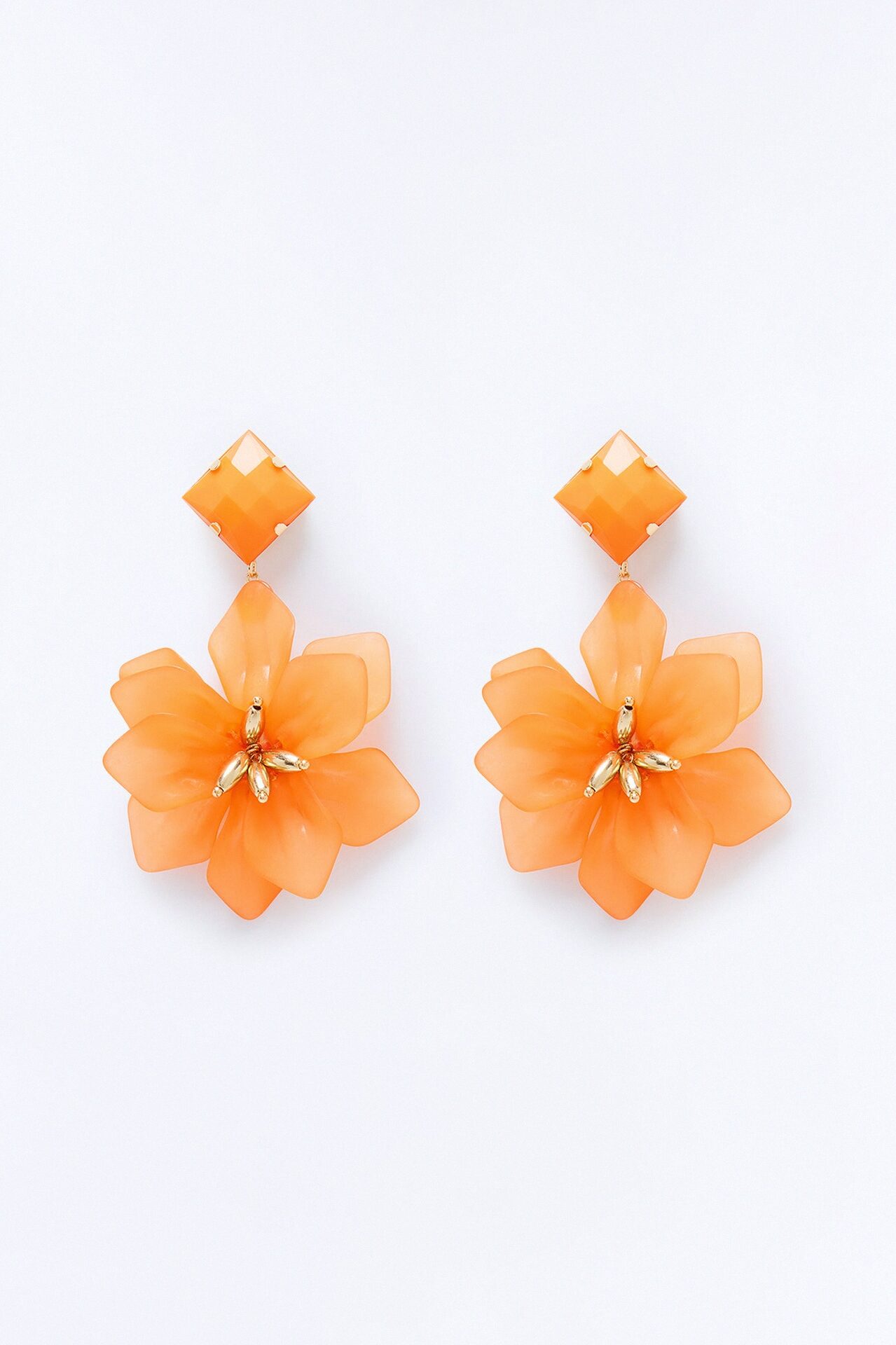 Maribelle Floral Drop Earrings - Orange