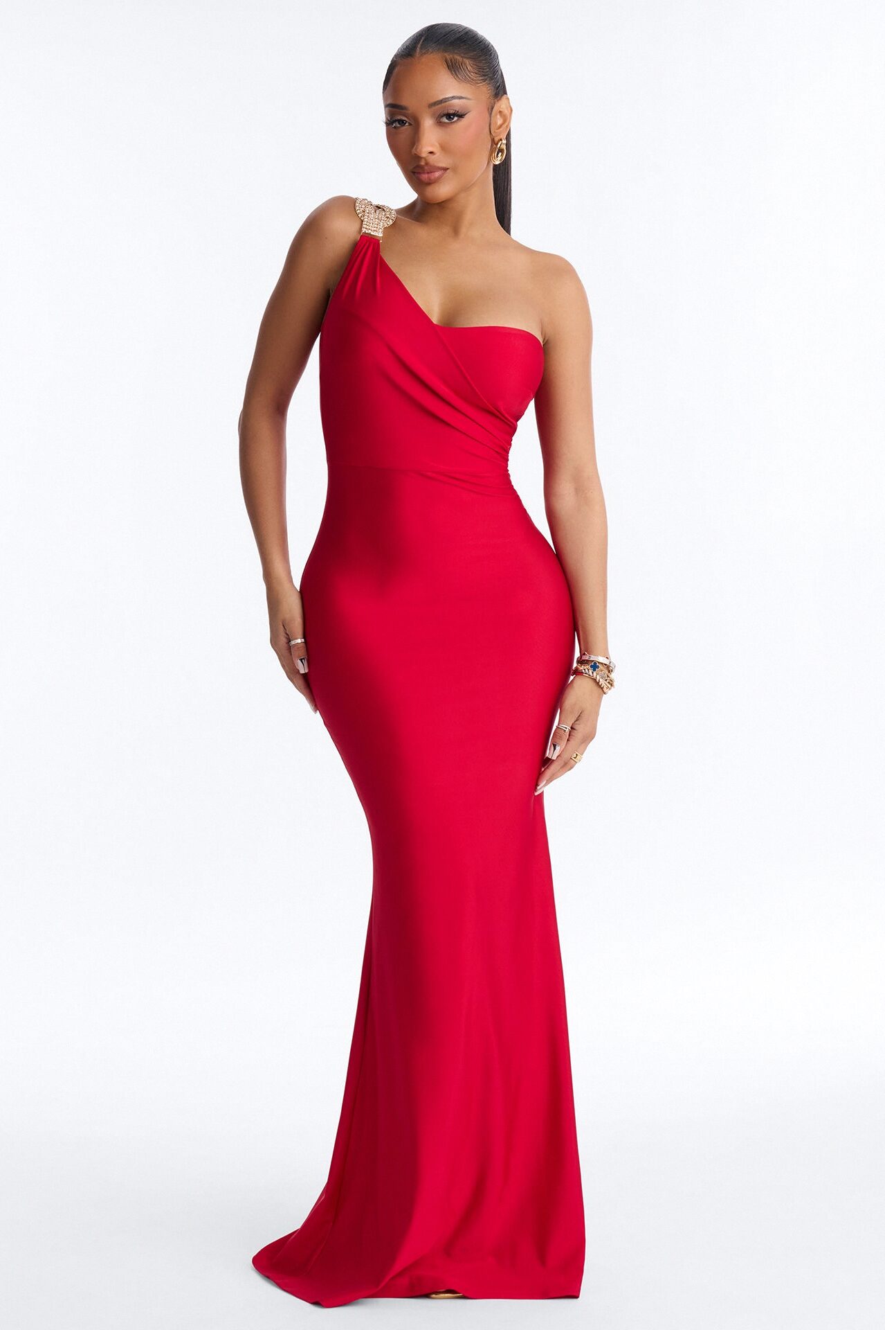 Alexis One Shoulder Gown - Red