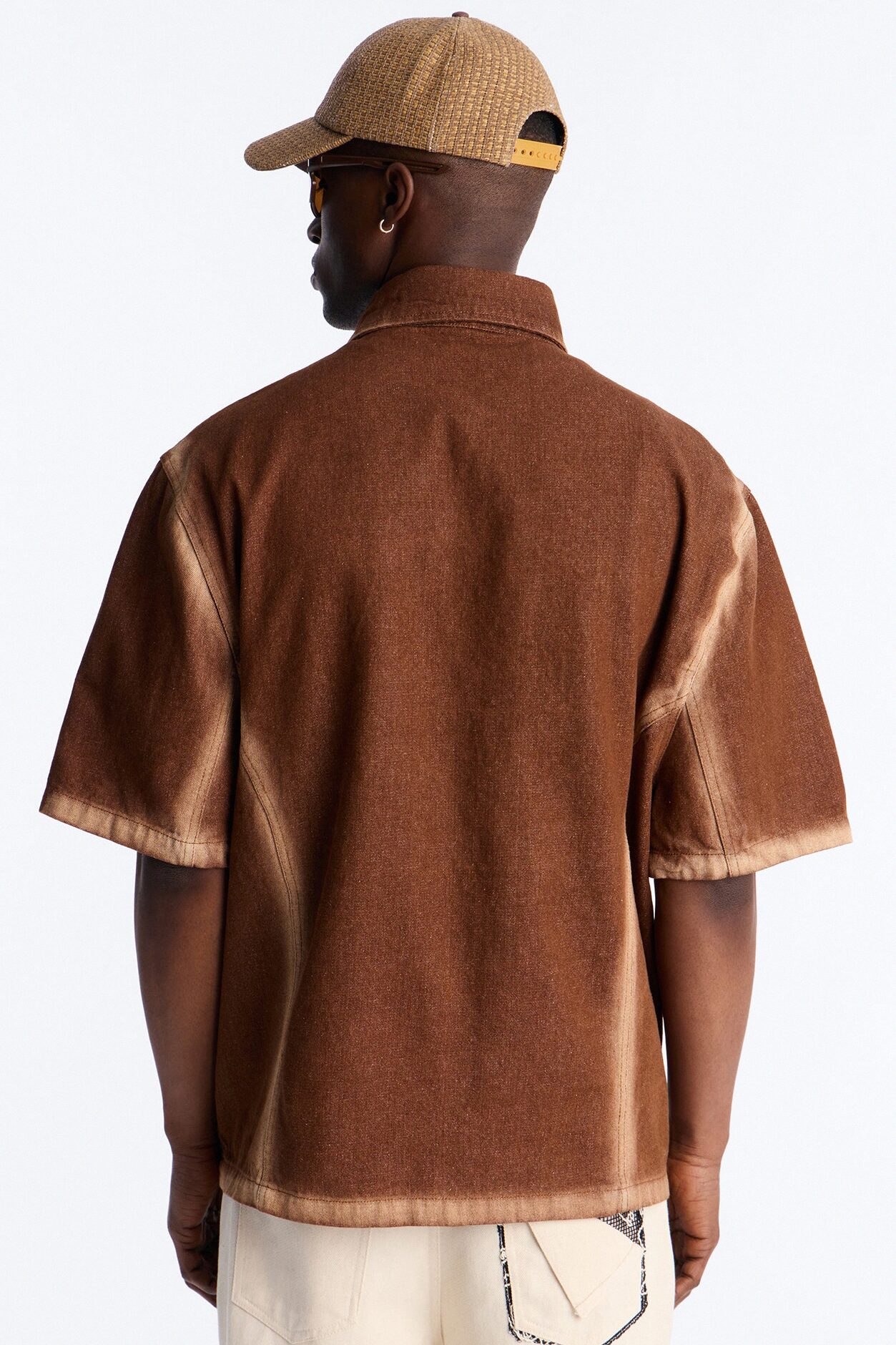 Iron Dust Denim Zip Up Shirt - Brown