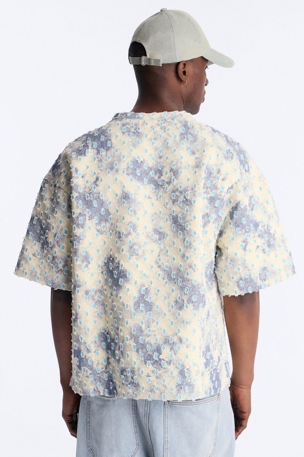 Boxy Desert Chrome Textured Shirt - White