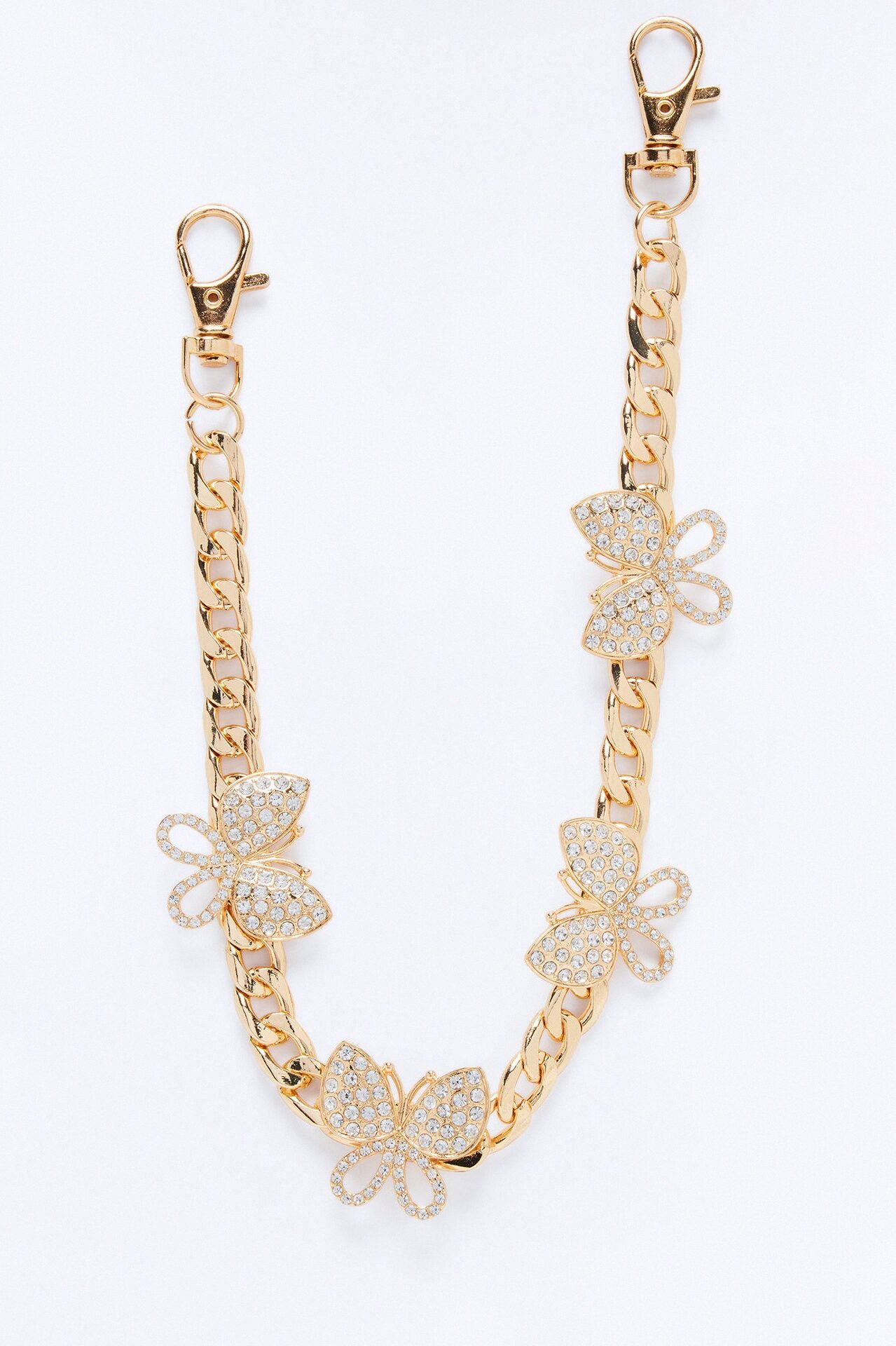 Aubrey Rhinestone Butterfly Pant Chain - Gold