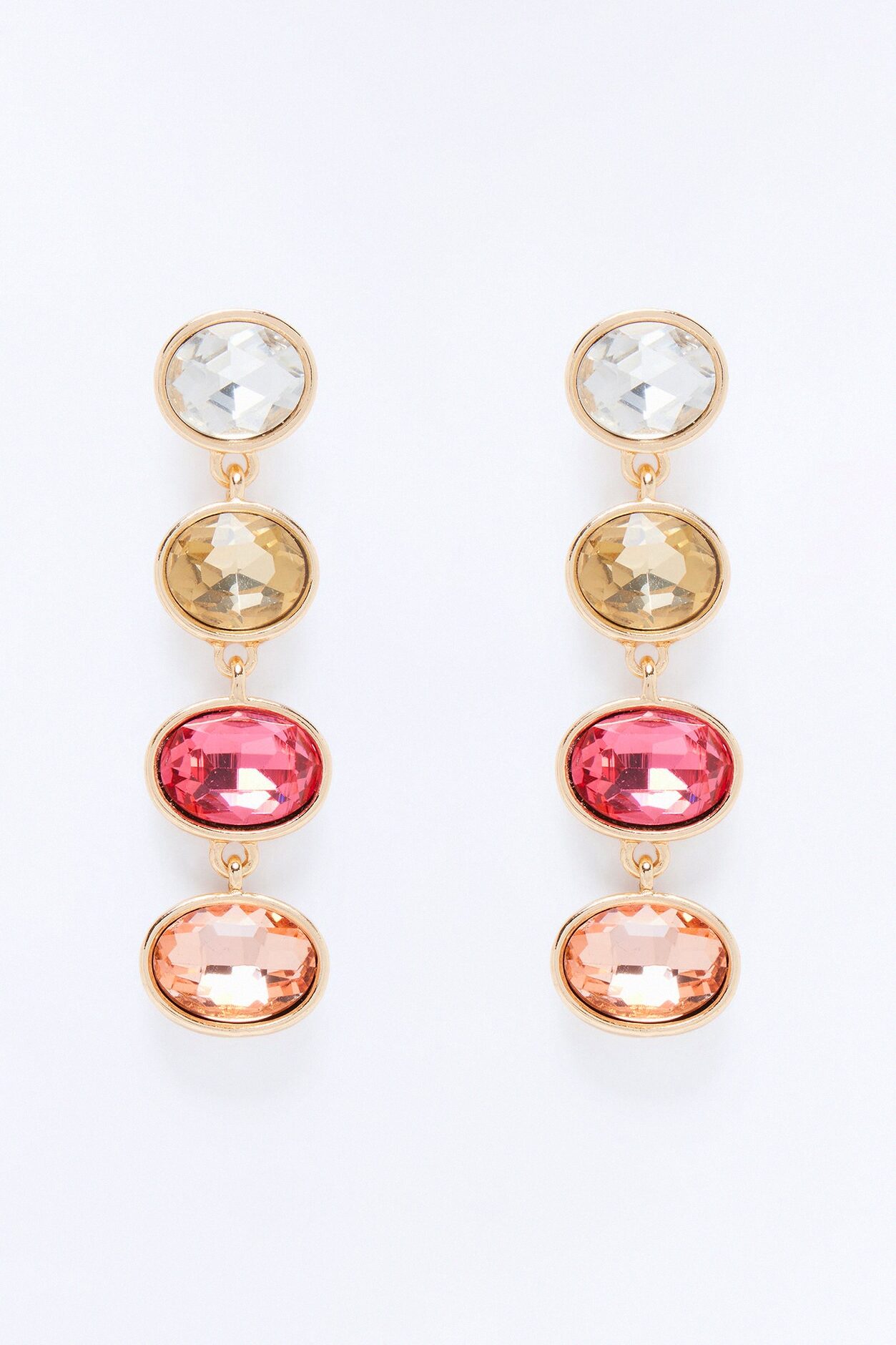 Only Fall Rhinestone Drop Earrings - Gold/Pink