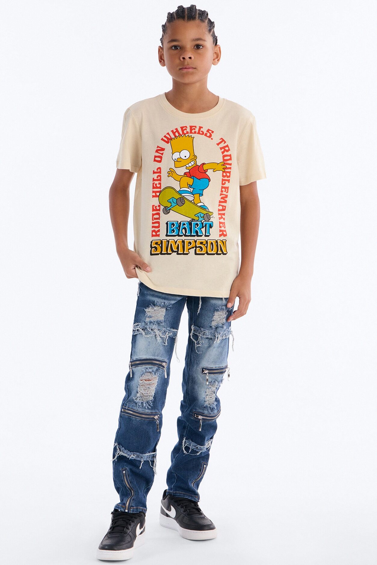 Mini Bart Simpson Troublemaker Short Sleeve Tee - Sand