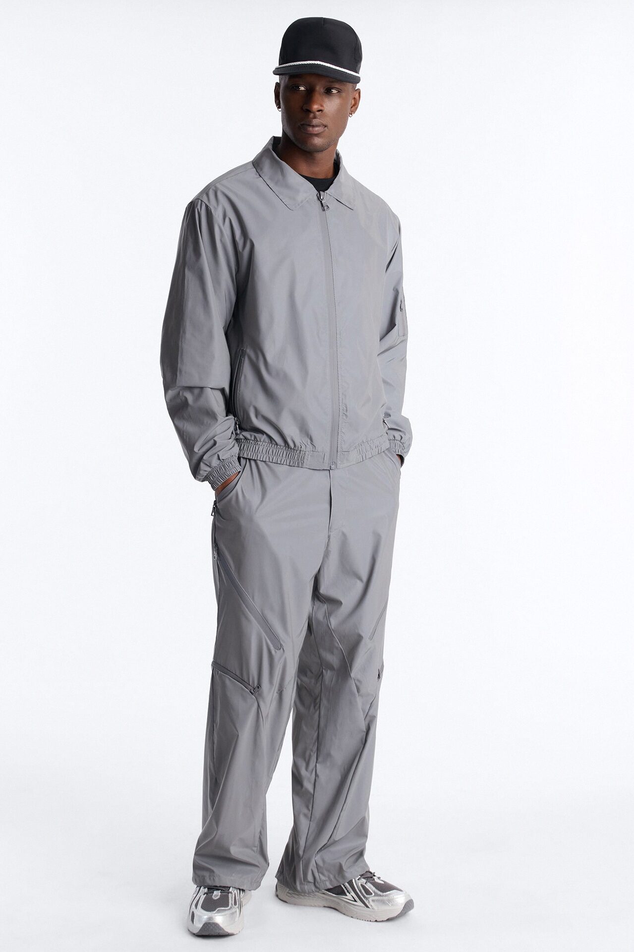 Baggy Reflective Zip Pant - Silver