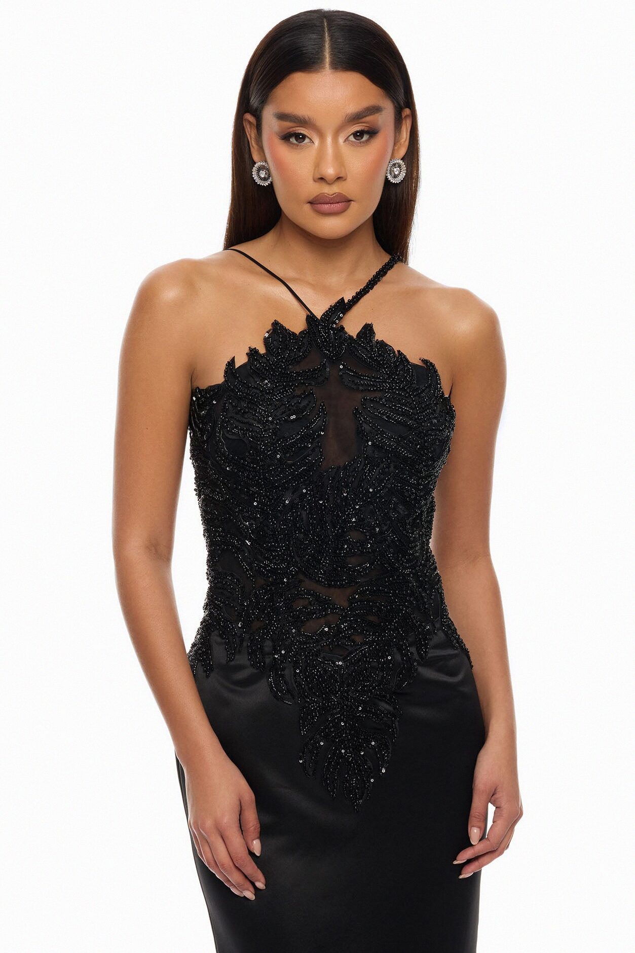 Pure Glamour Embellished Mermaid Gown - Black