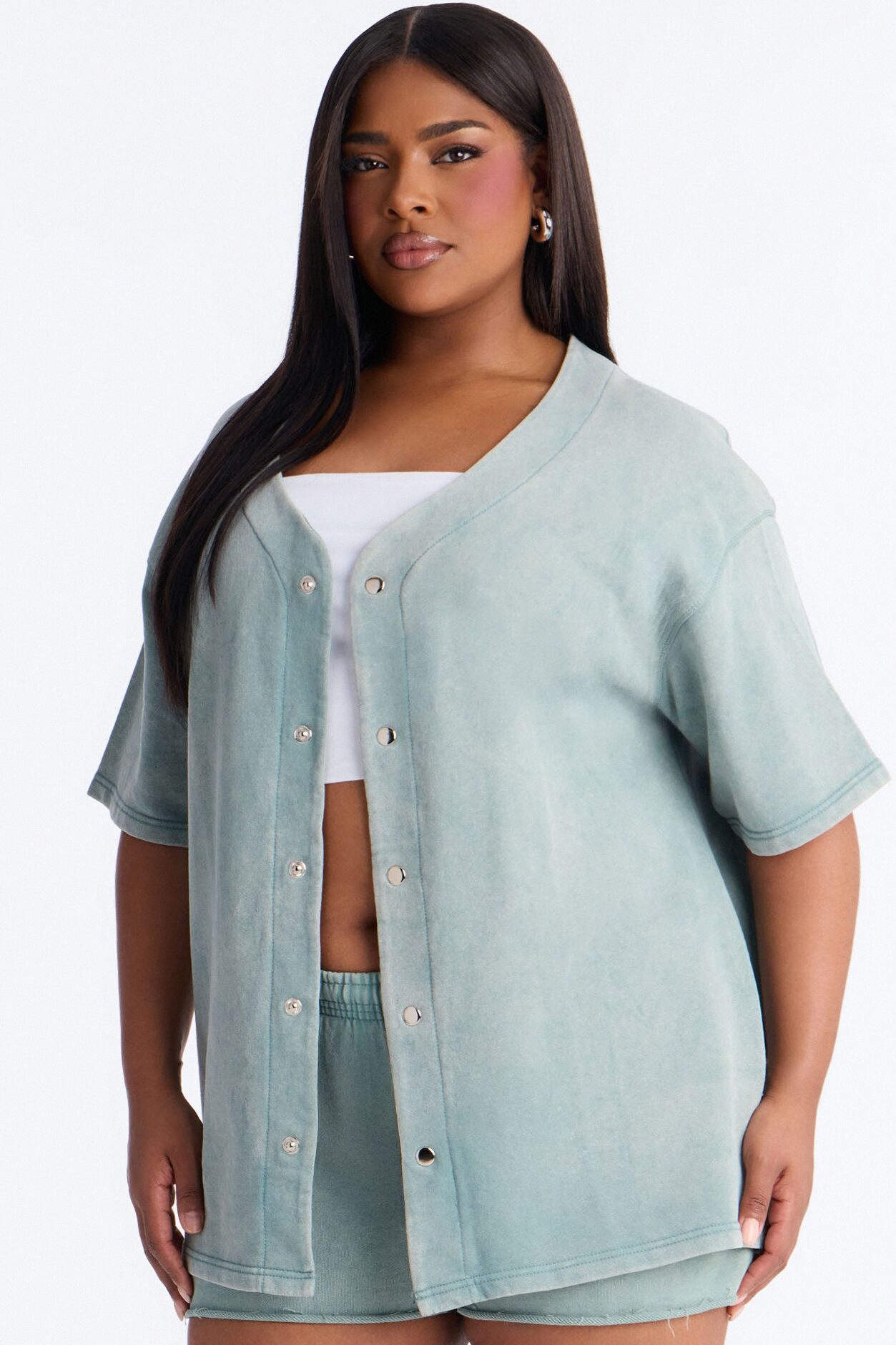 Maya Washed Oversized Shirt - Sage