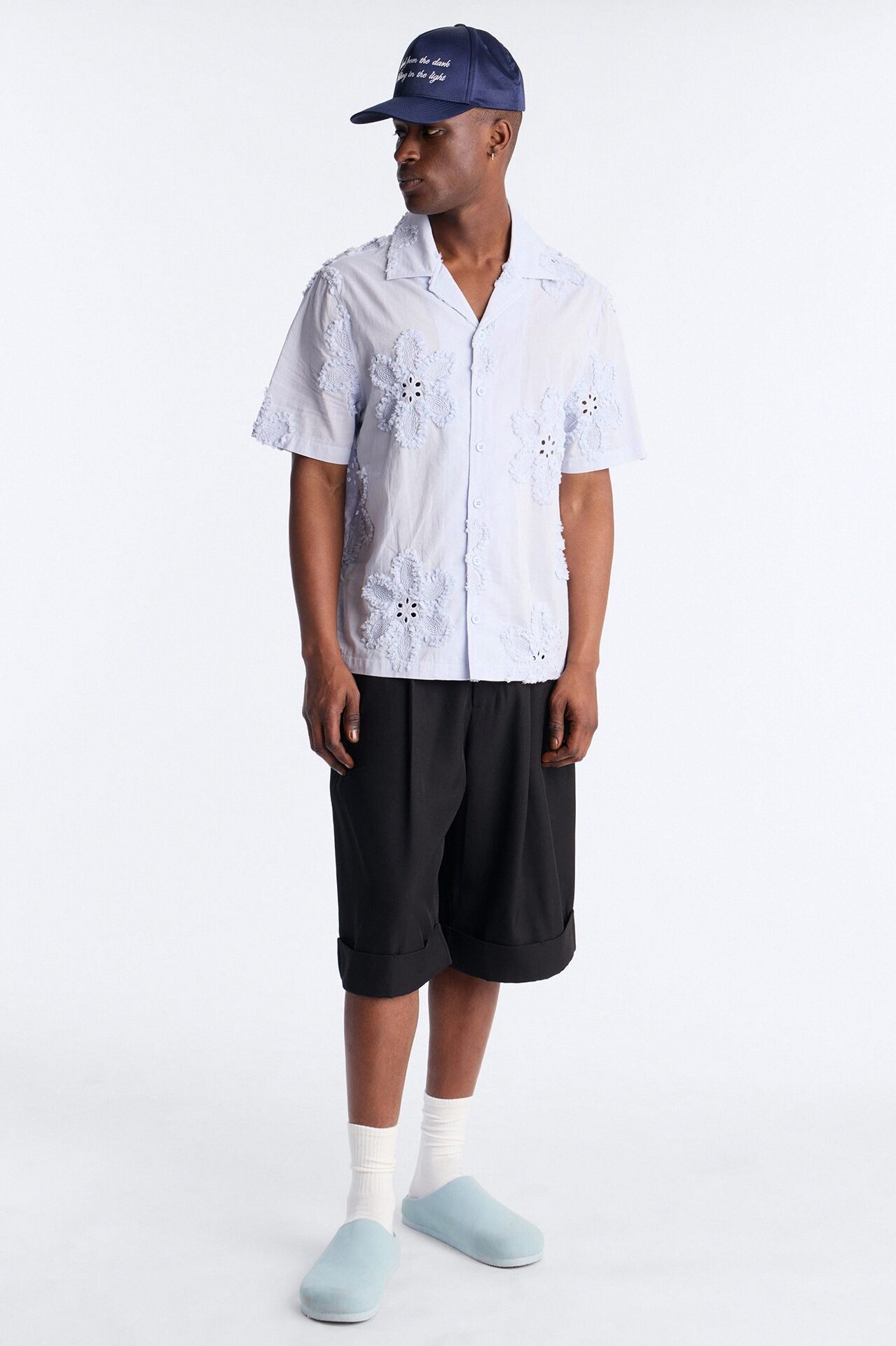 Dusty Bloom Cuban Collar Shirt - Light Blue