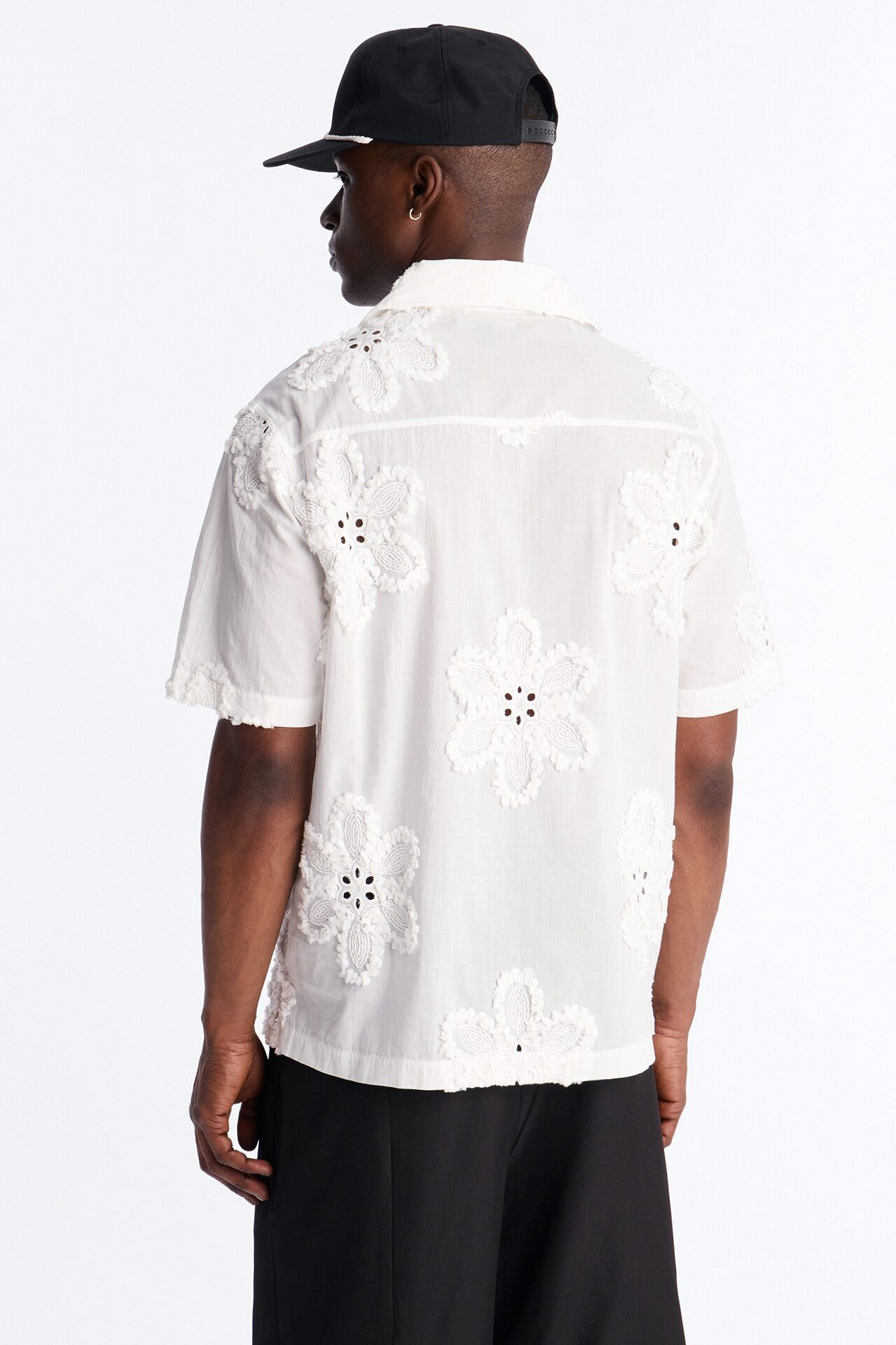 Dusty Bloom Cuban Collar Shirt - White