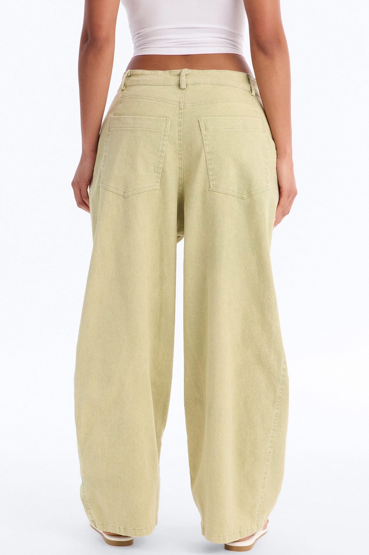 Georgie Washed Twill Barrel Leg Pant 33″ - Green