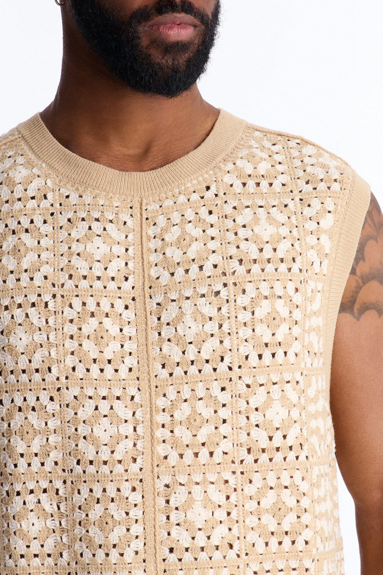 Square One Sweater Vest - Tan/Multi