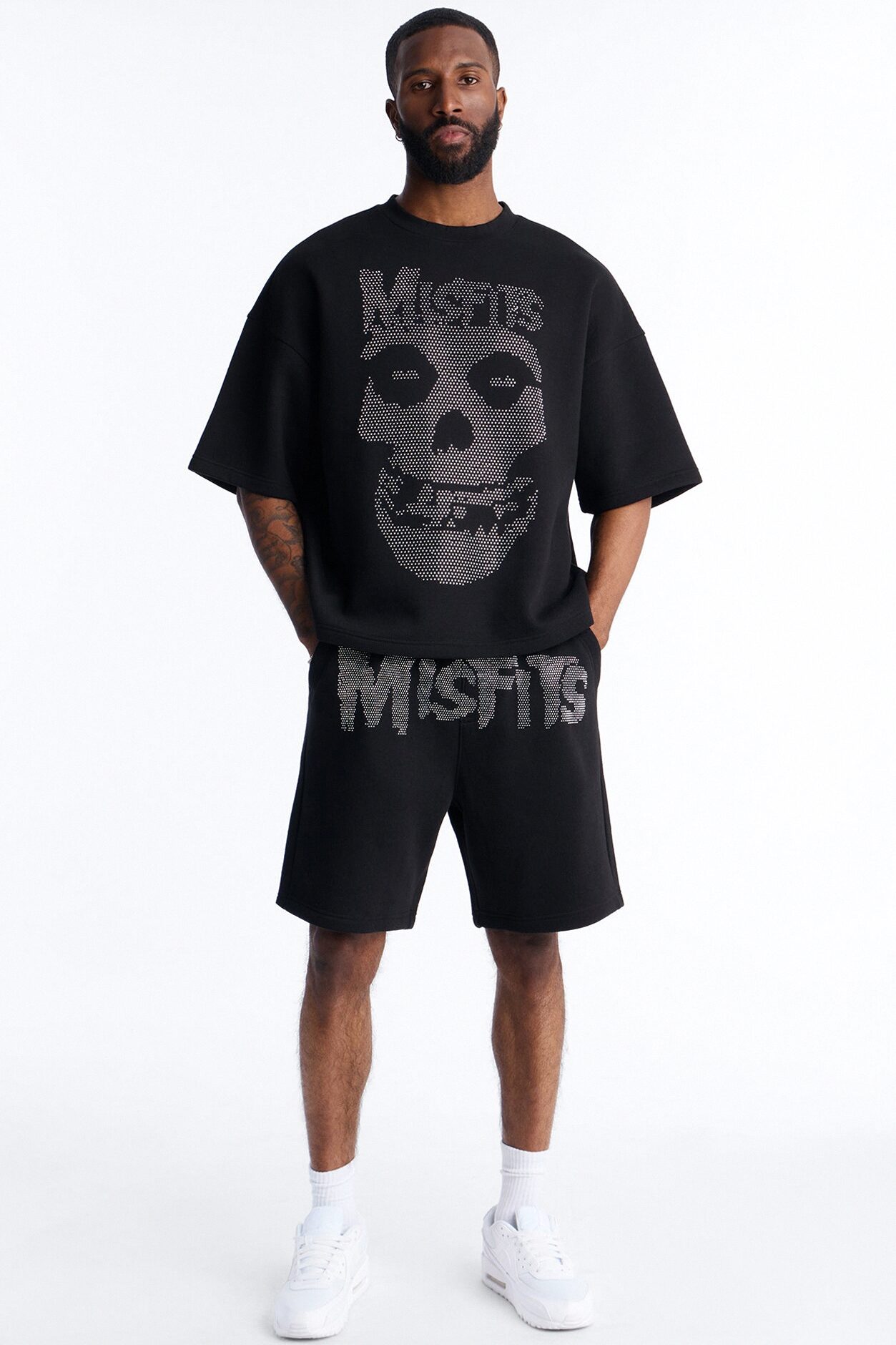 MIsfits Rhinestone Relaxed Sweatshorts - Black