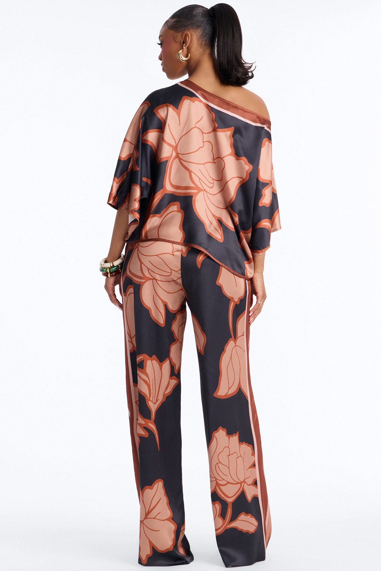 Florinda Satin Pant Set - Black/combo
