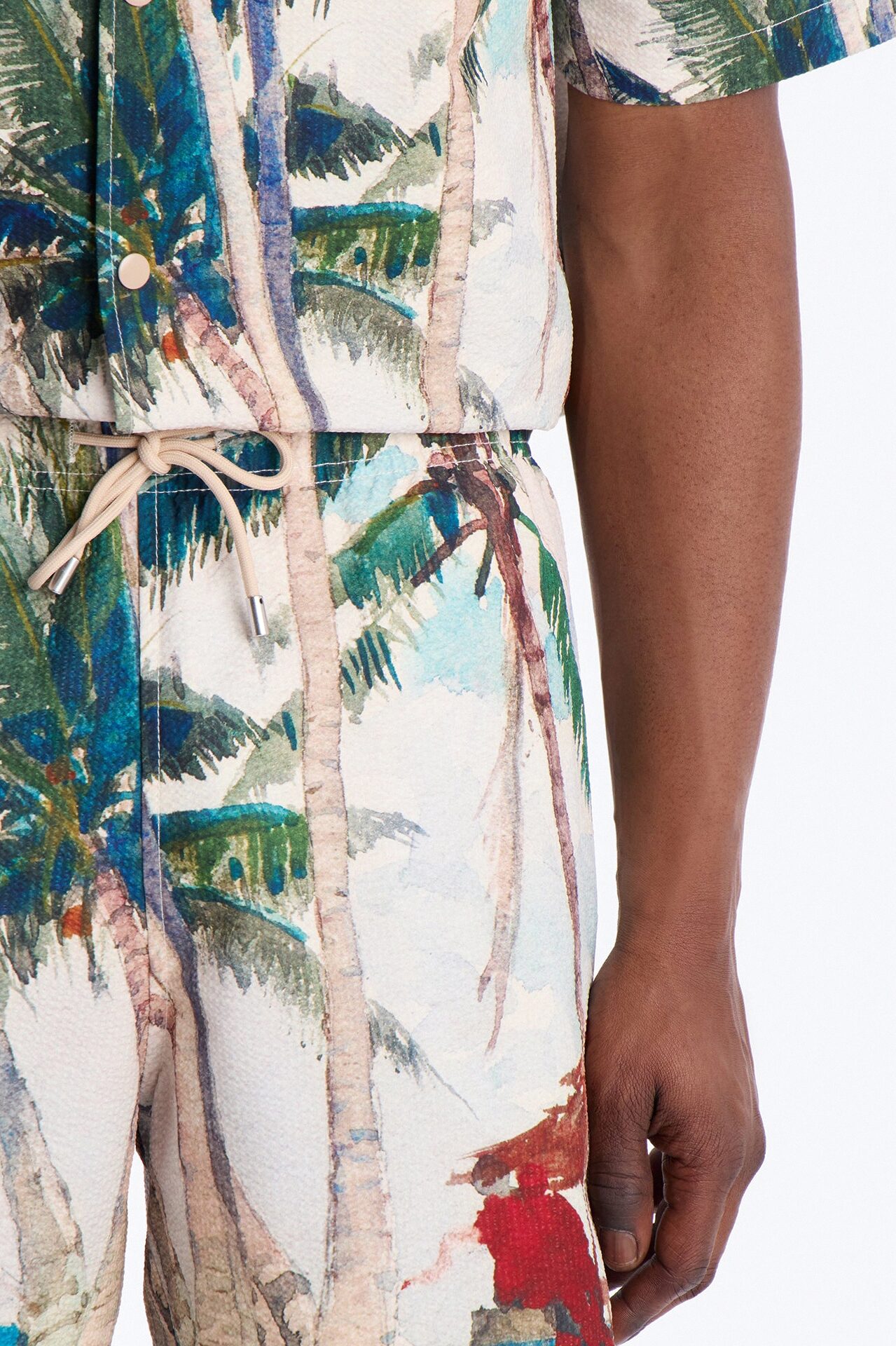Tropical Get Away Printed Seersucker Swim Trunk 6″ - Multi Color
