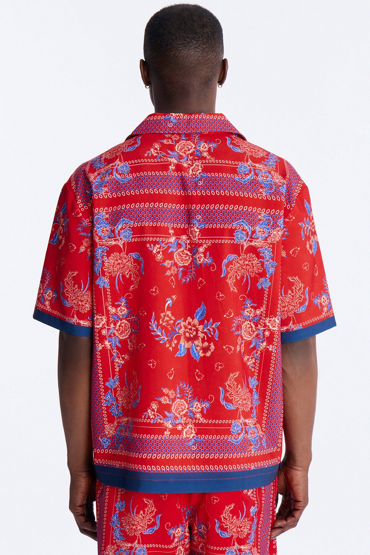 Relaxed Mirage Bloom Cuban Collar Button Shirt - Red
