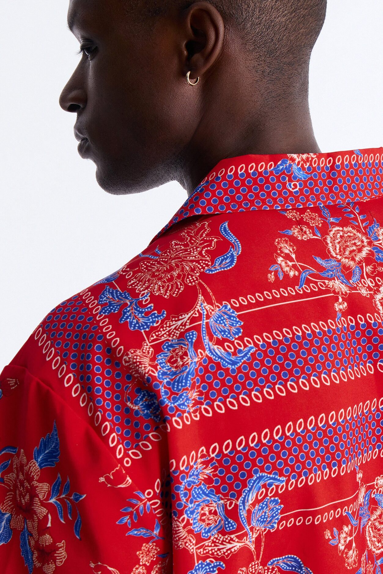 Relaxed Mirage Bloom Cuban Collar Button Shirt - Red
