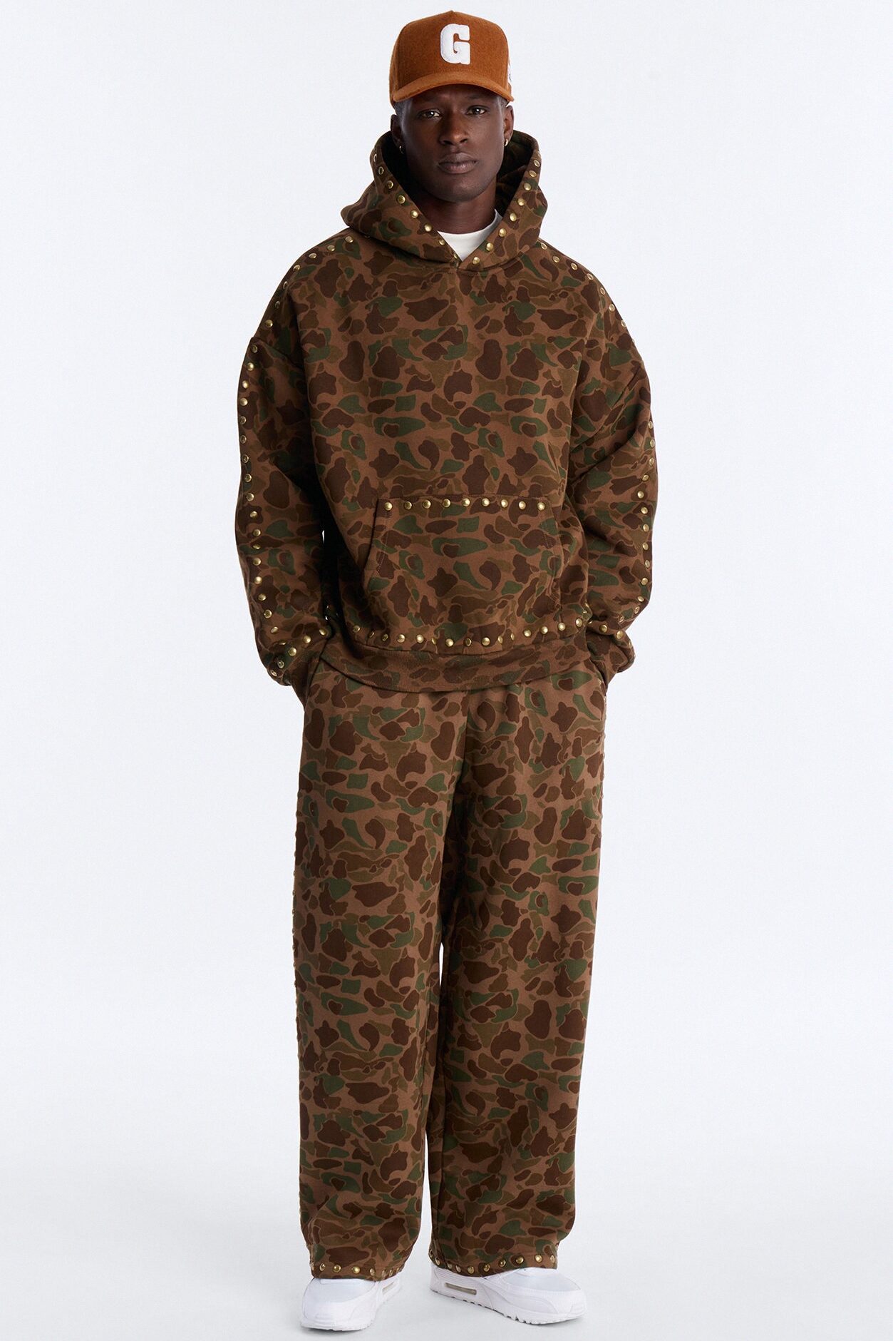 Oversized Frontline Studded Camo Hoodie - Camouflage