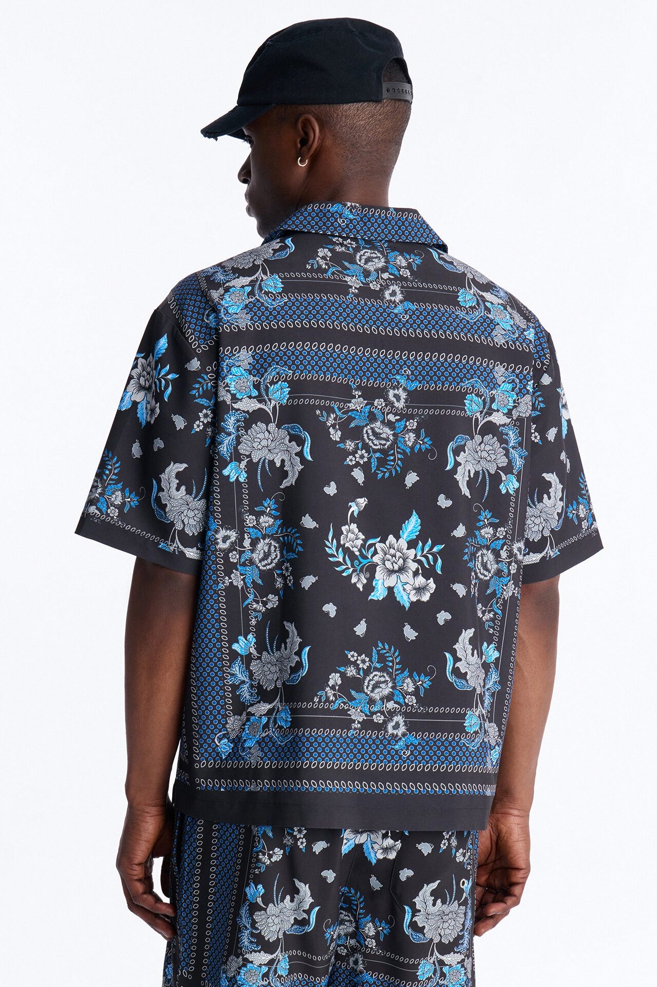 Relaxed Mirage Bloom Cuban Collar Button Shirt - Black