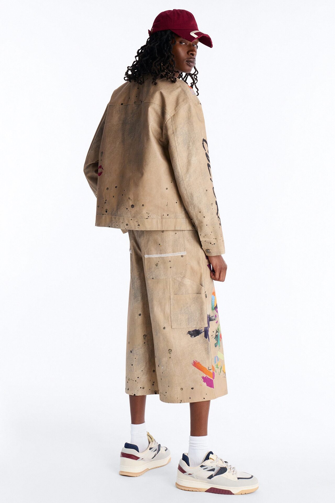 Super Baggy Culture Society Paint Splatter Short - Khaki