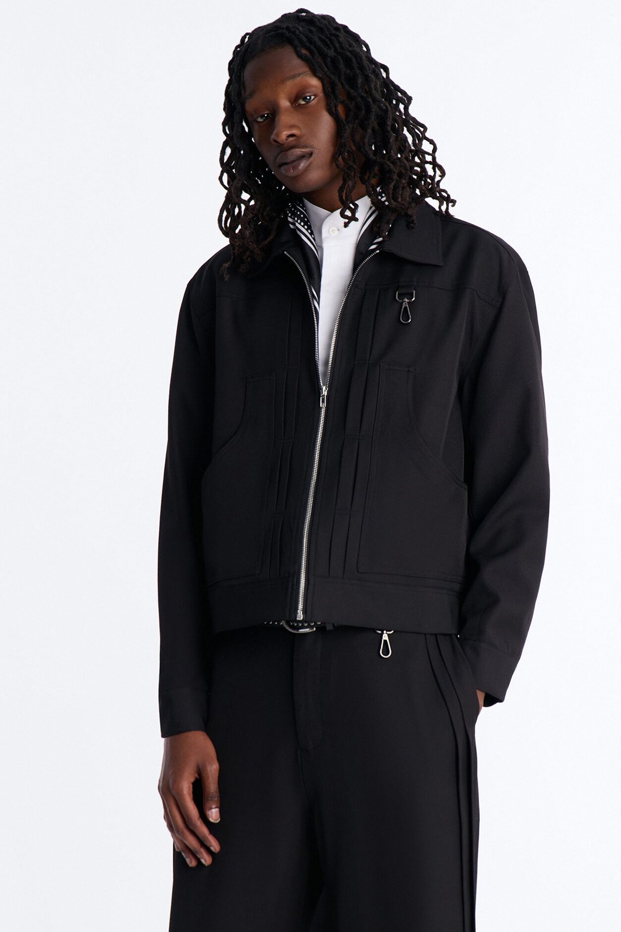 Relaxed Vertical Sync Zip Jacket - Black