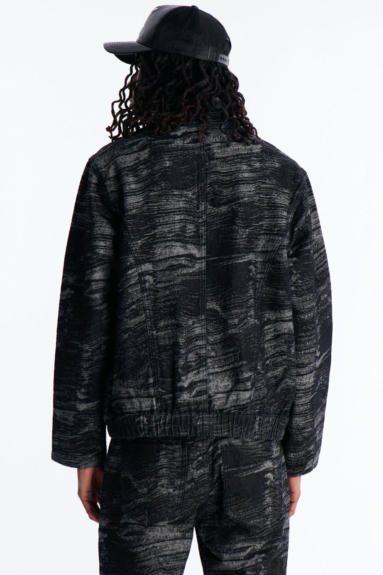 Jacquard Waves Denim Jacket - Black Wash