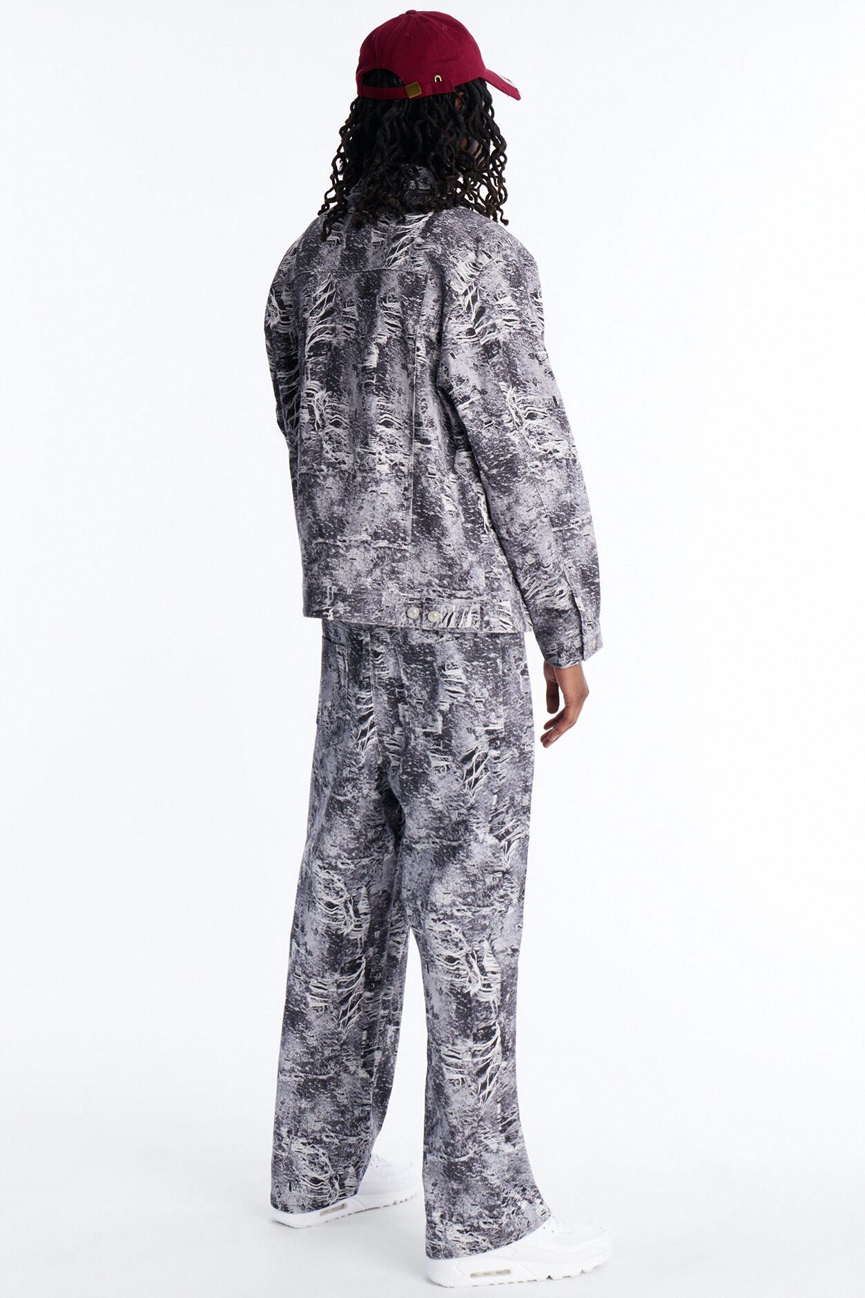Baggy Ghost Distressed Printed Jean - Black