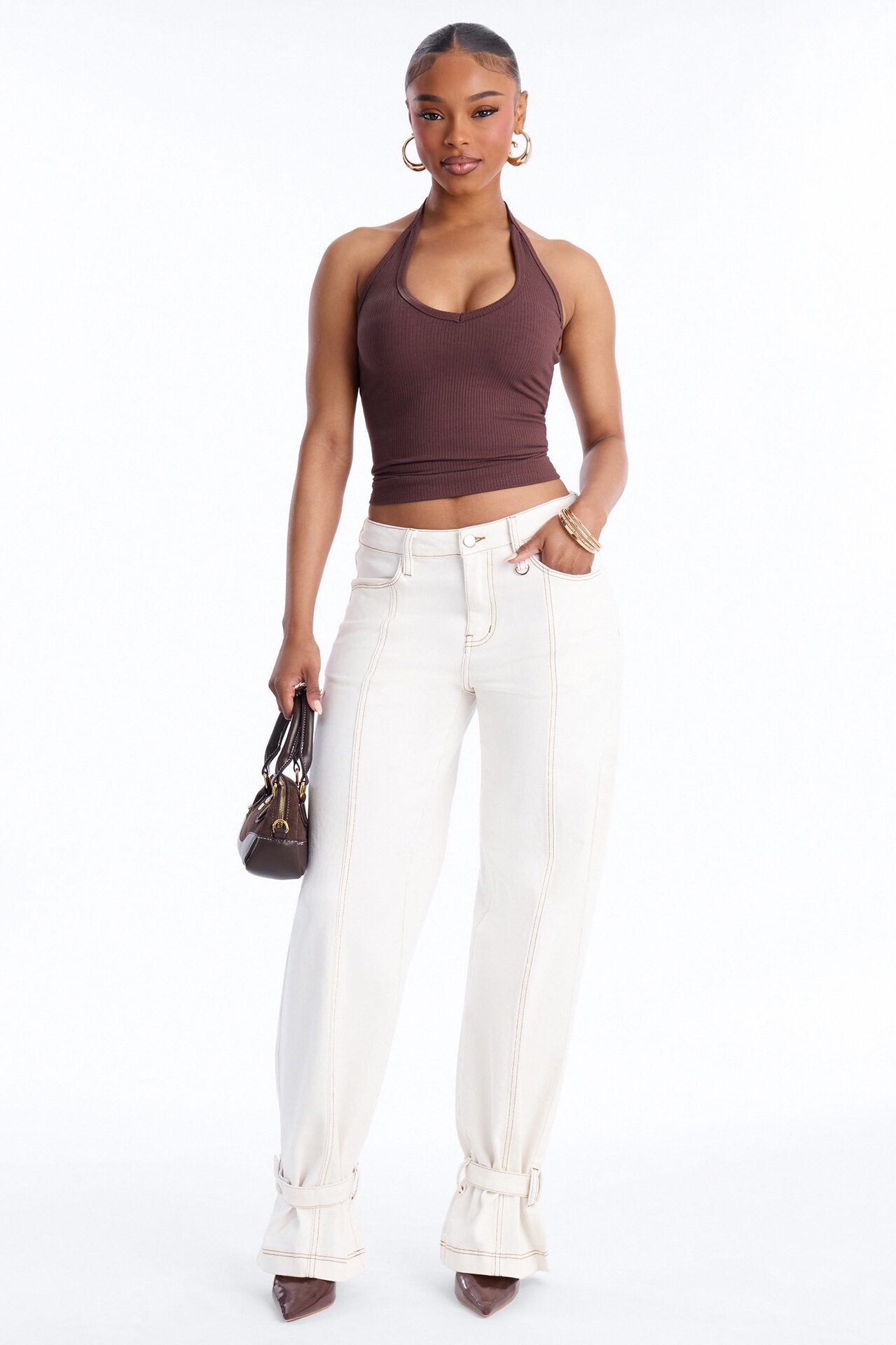 On The Brightside Stretch Straight Leg Jeans - White