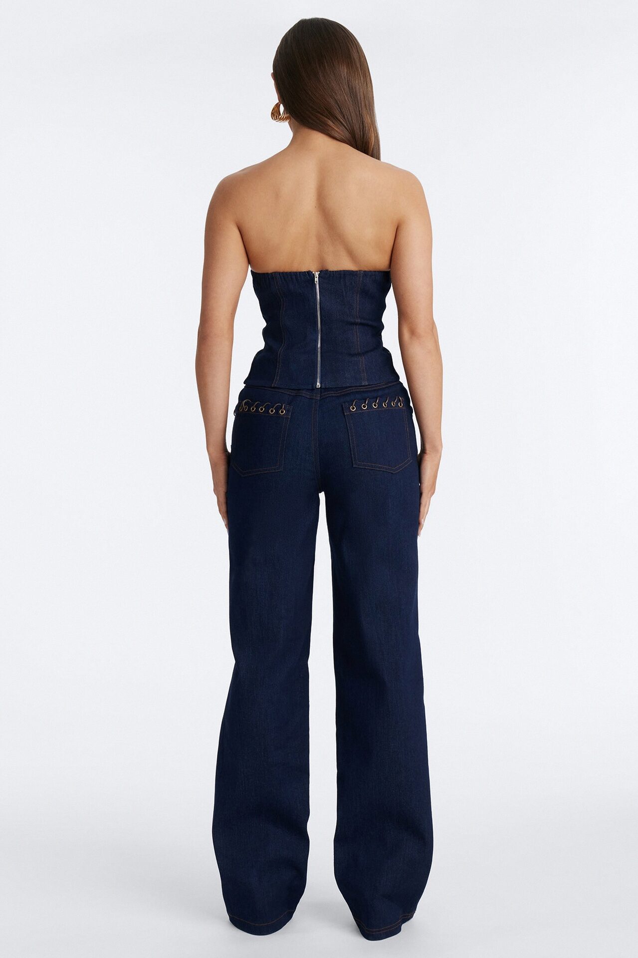 Bound By You Denim Pant Set - Dark Denim
